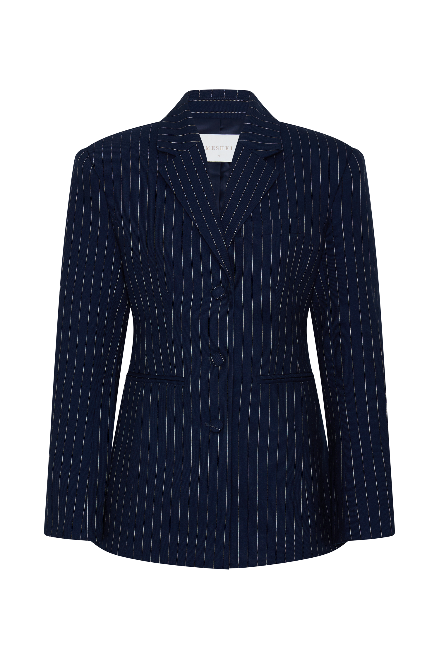 Bellamy Cinched Blazer - Navy Pinstripe #11