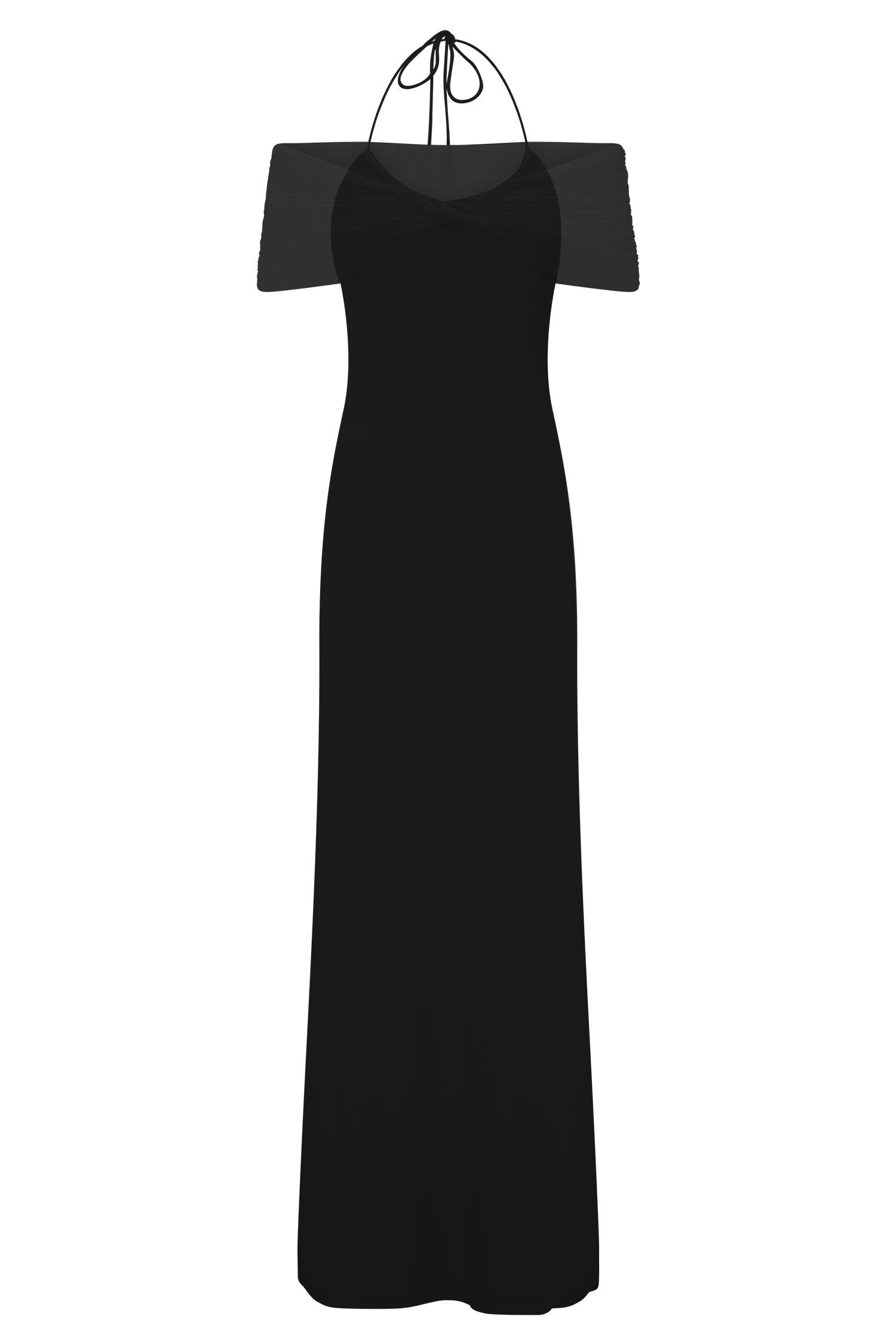 Bernadina Mesh And Slinky Halter Maxi Dress - Black #7