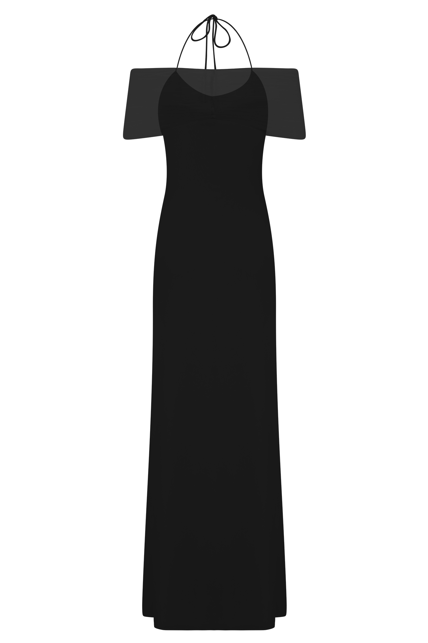 Bernadina Mesh And Slinky Halter Maxi Dress - Black #6