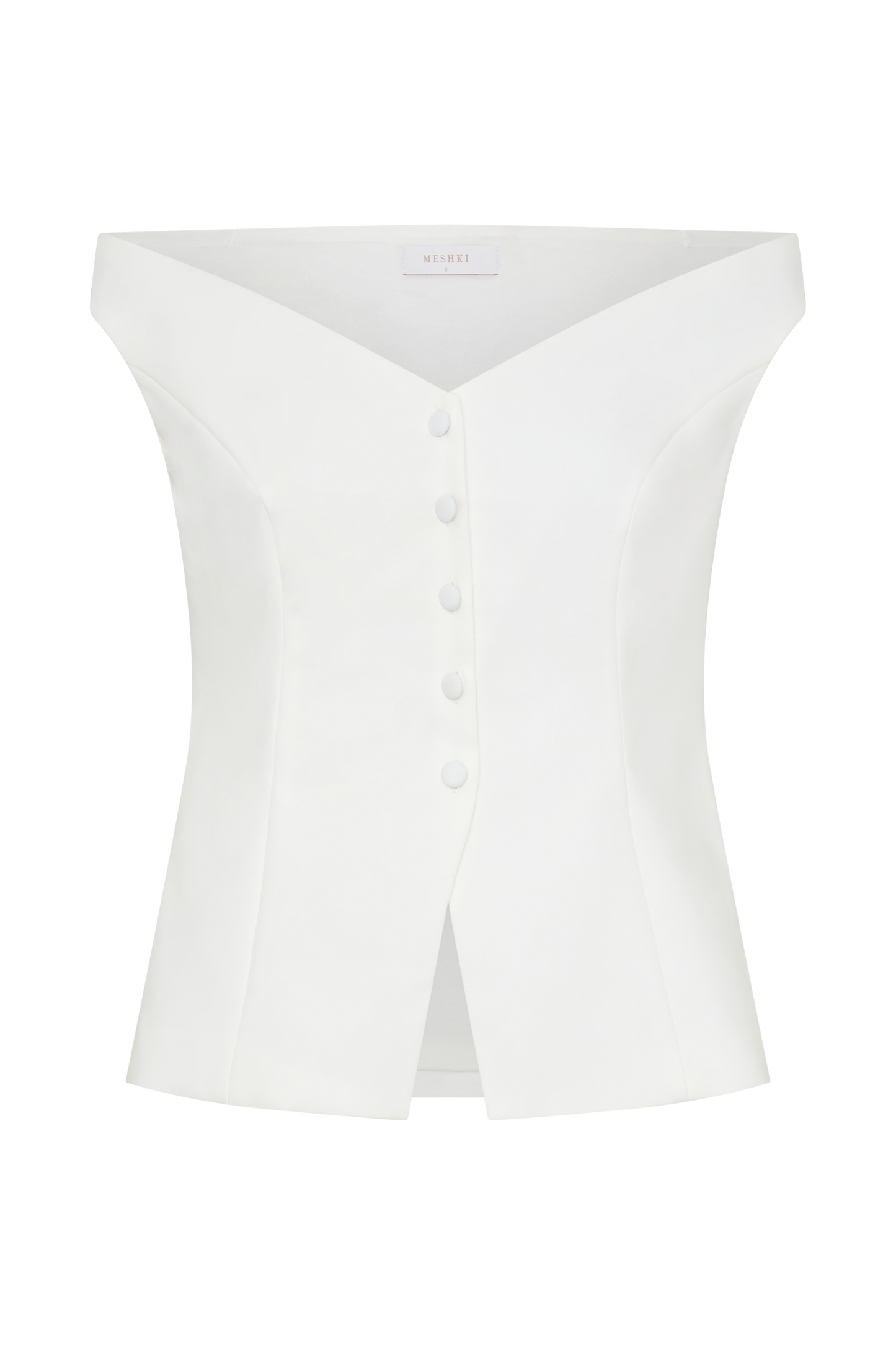 Billie Off Shoulder Sleeveless Button Top - White