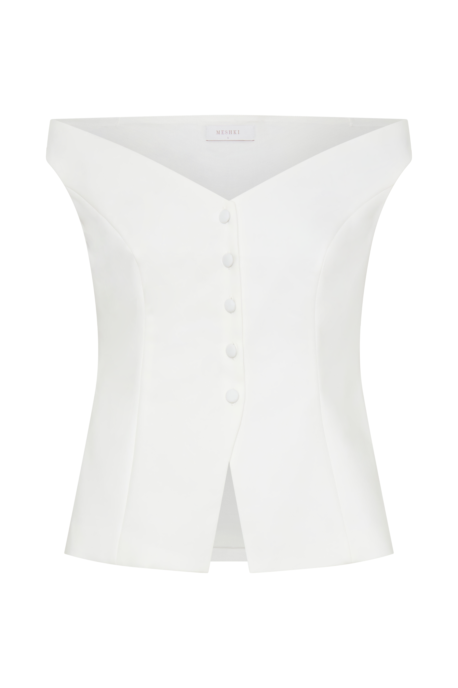 Billie Off Shoulder Sleeveless Button Top - White #3