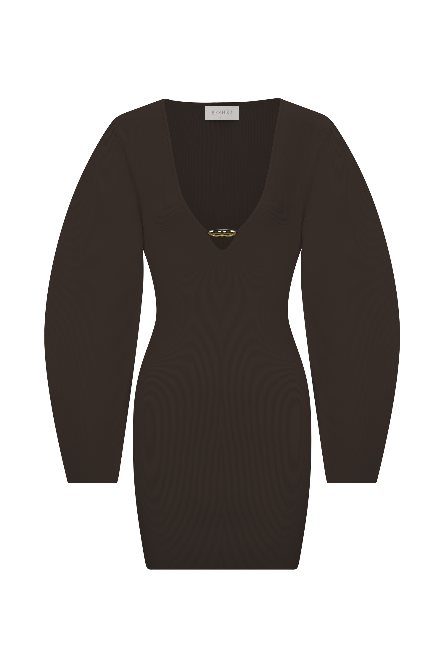 Billy Balloon Sleeve Knit Mini Dress - Dark Chocolate #8