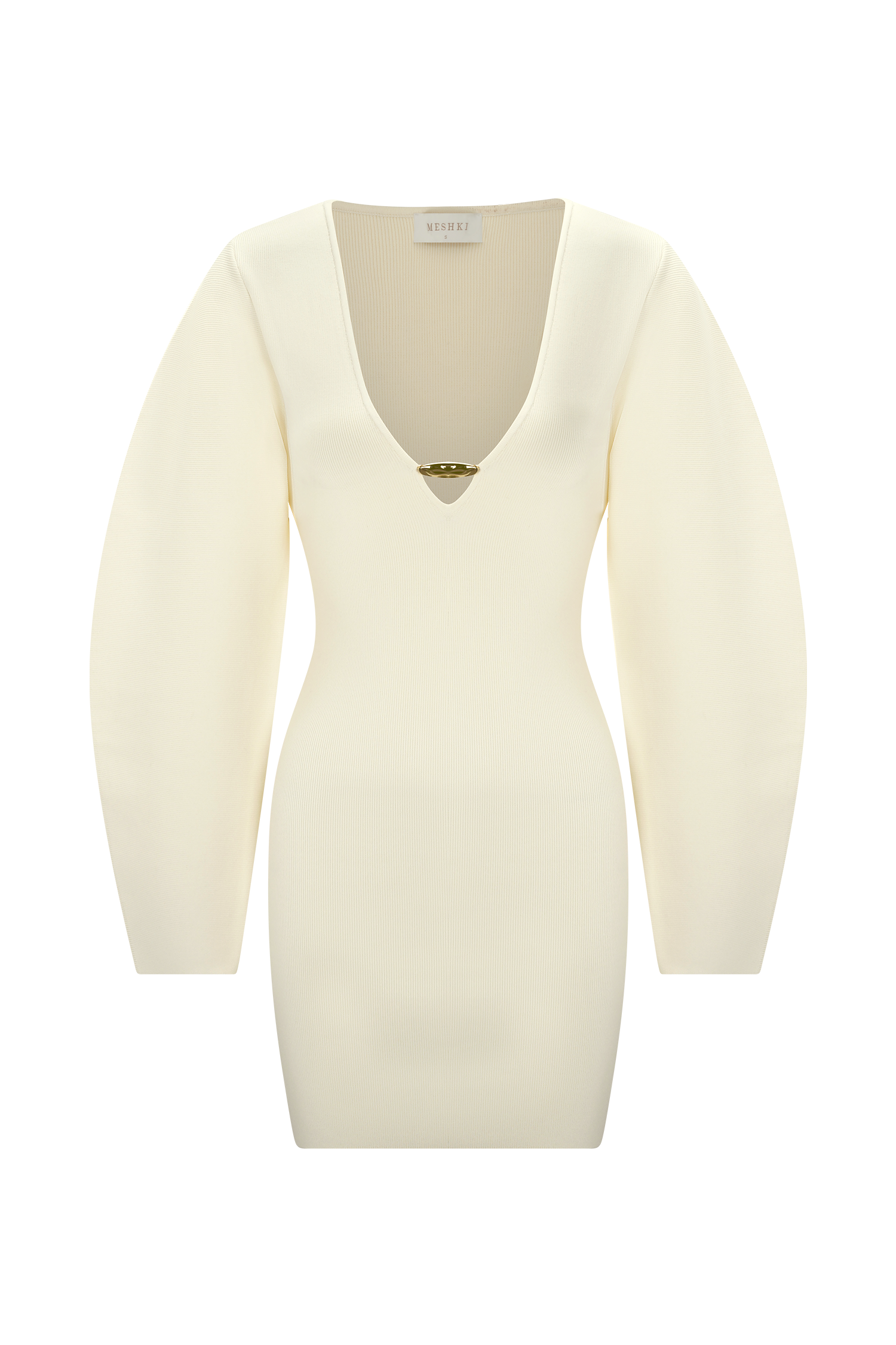 Billy Balloon Sleeve Knit Mini Dress - Ivory | MESHKI