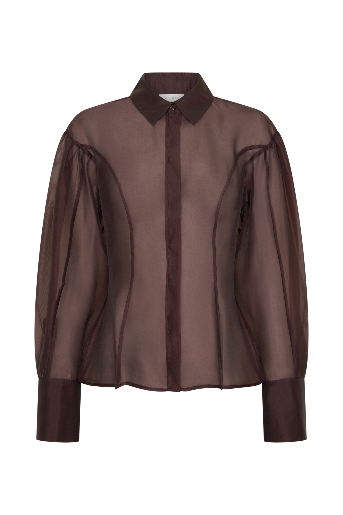 Charlotte Organza Sheer Shirt - Dark Chocolate