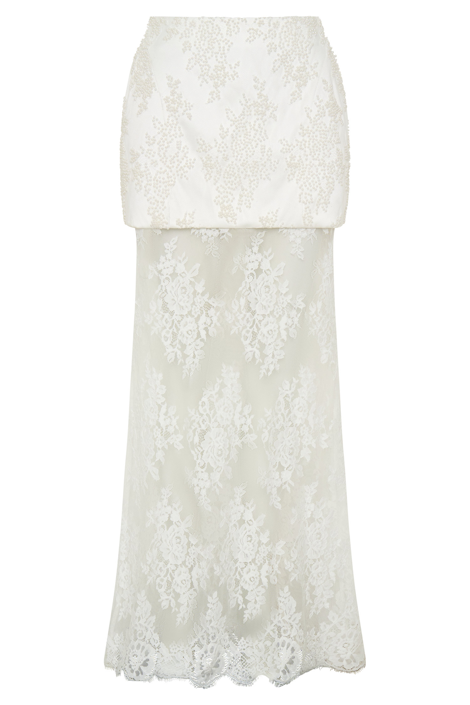 Camille Beaded Satin And Lace Maxi Skirt - Ivory #12