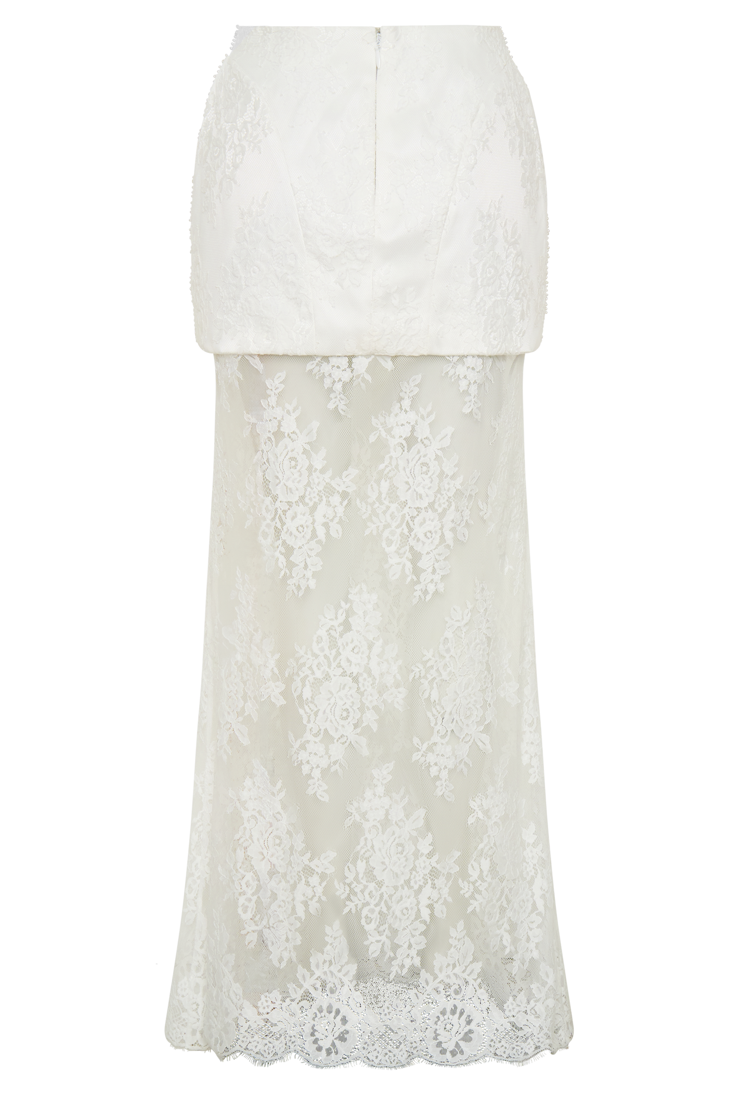 Camille Beaded Satin And Lace Maxi Skirt - Ivory