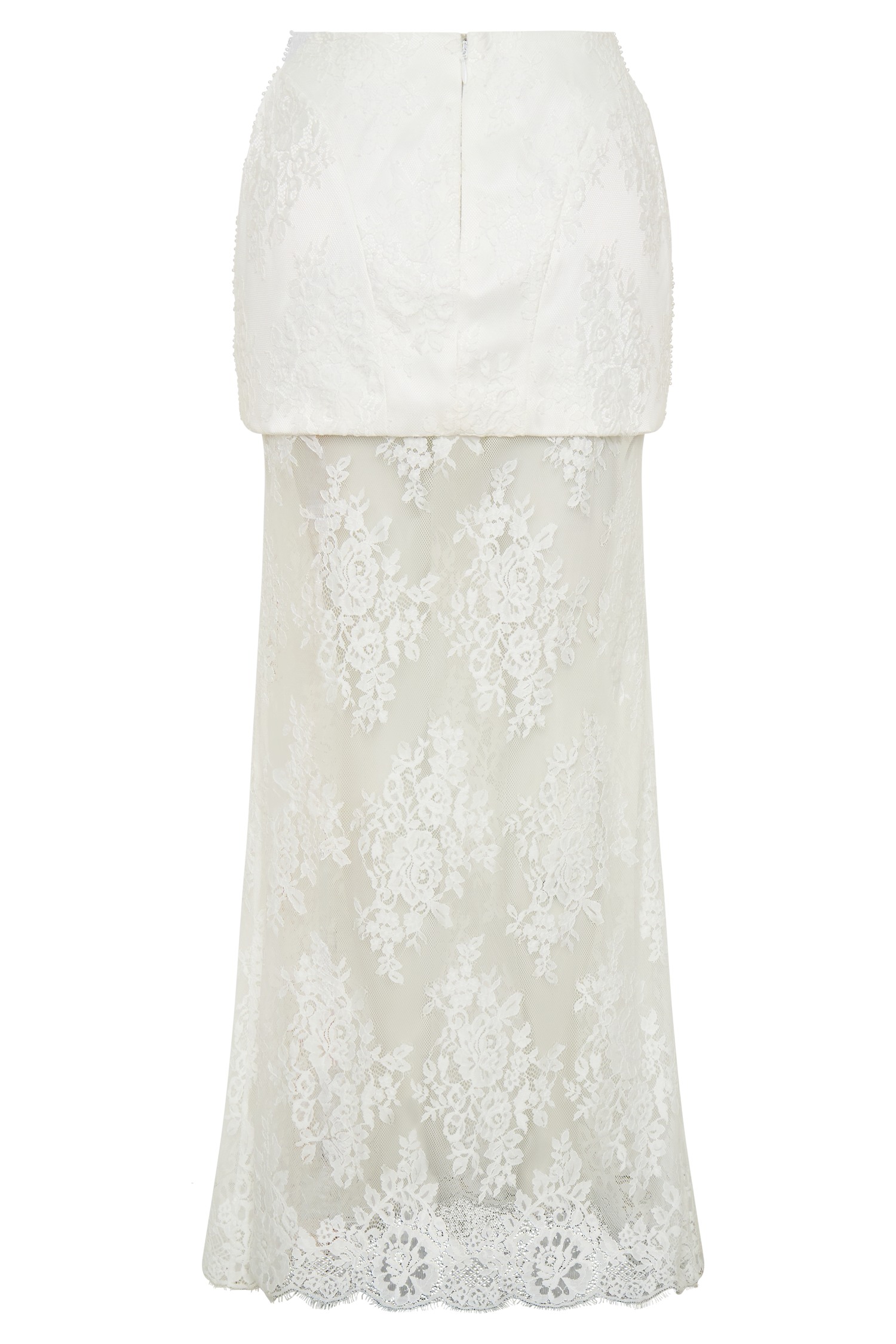 Camille Beaded Satin And Lace Maxi Skirt - Ivory #11