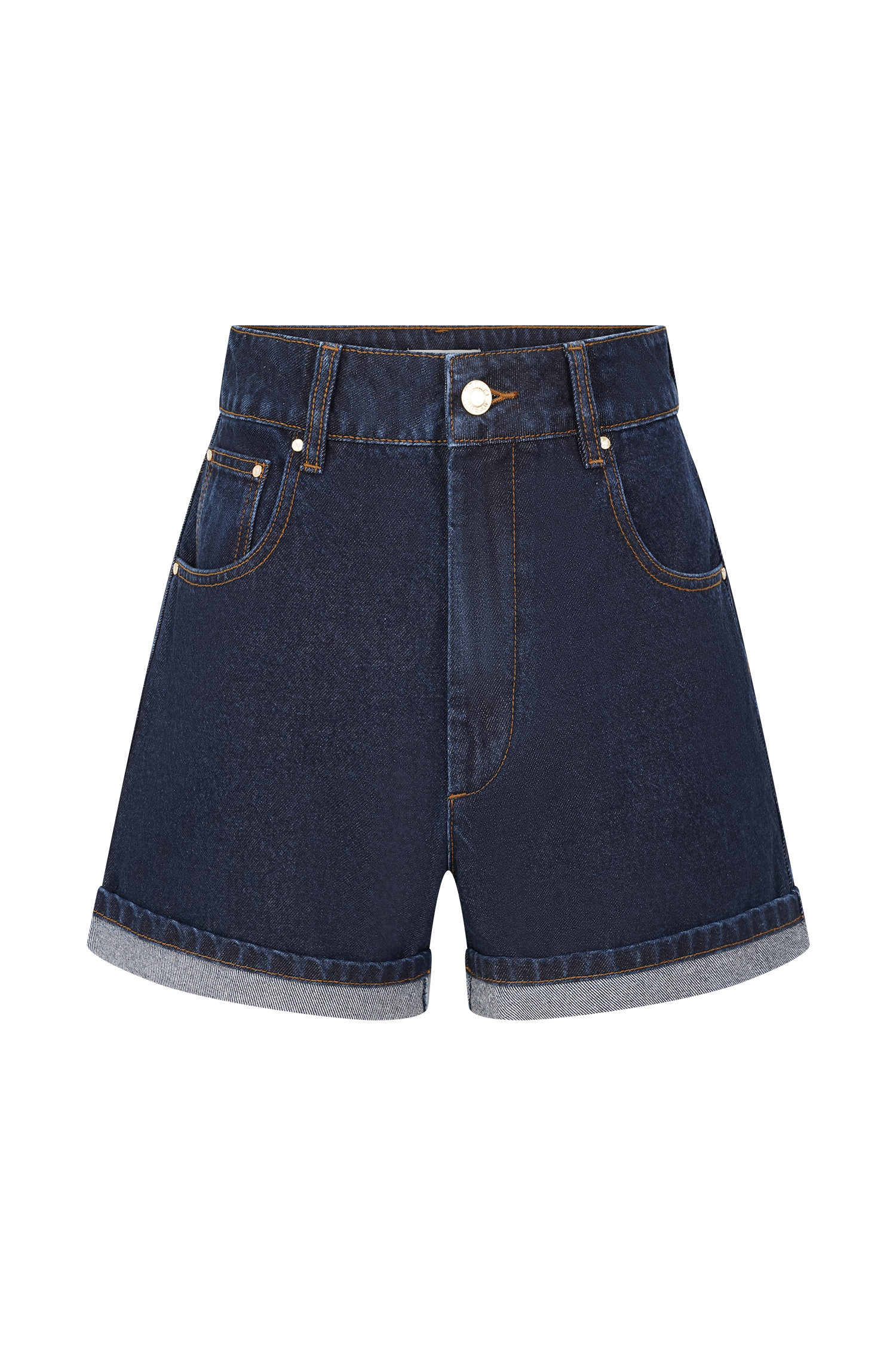 Carlene Cuffed Denim Shorts - Indigo Blue #9