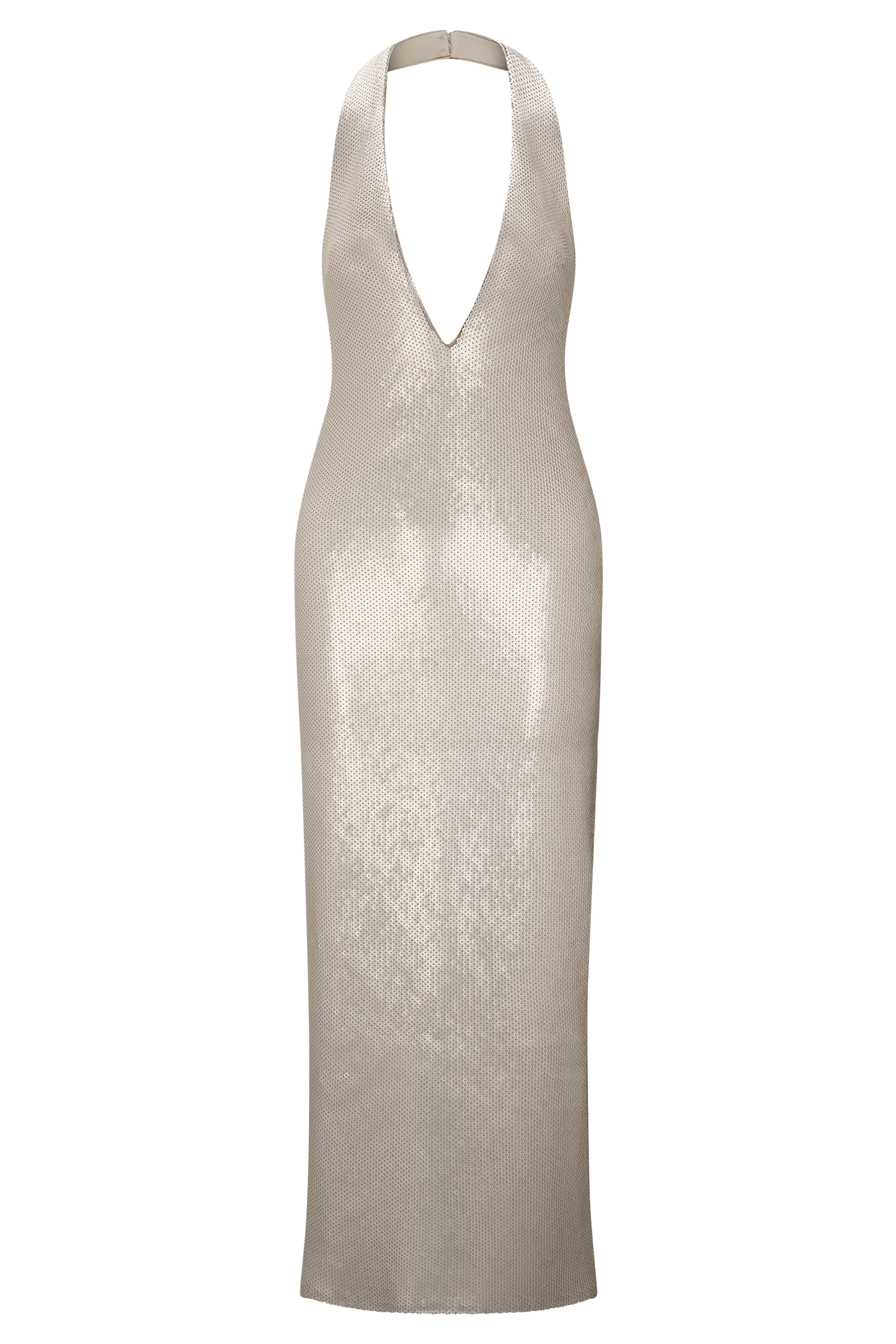 Carnation Sequin Halter Midi Dress - Gold