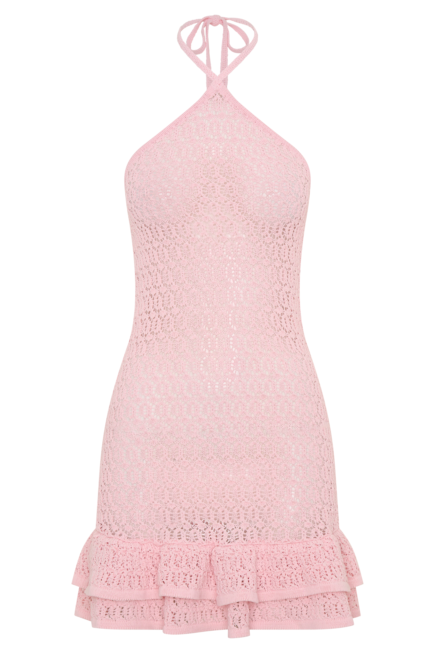 Carrisa Crochet Knit Mini Dress - Baby Pink #7