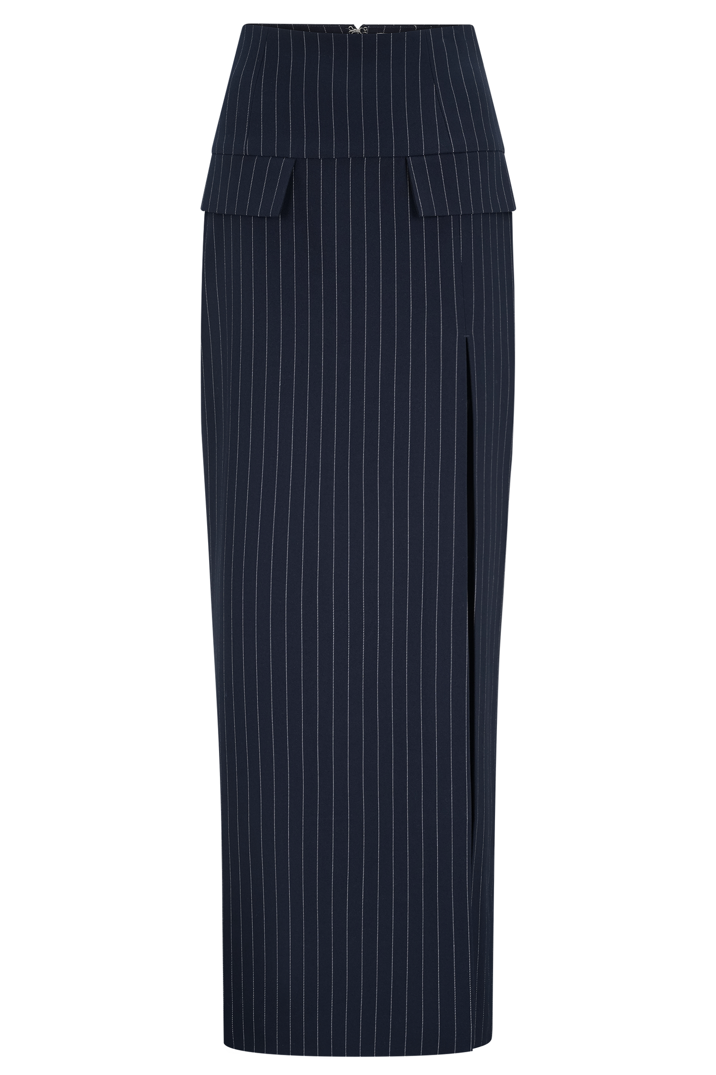 Cassie Column Maxi Skirt - Navy Pinstripe