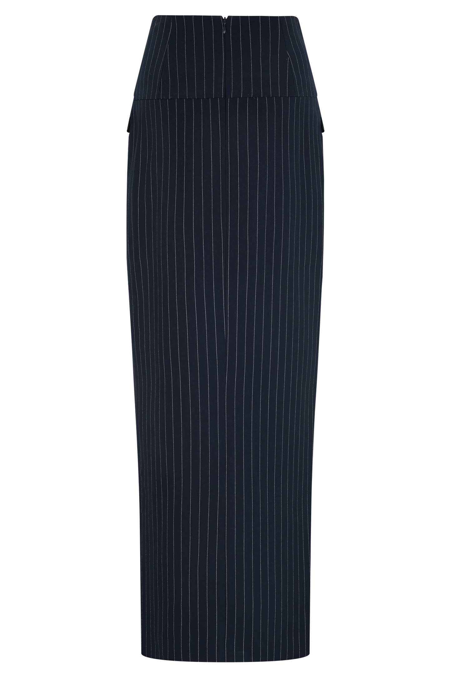 Cassie Column Maxi Skirt - Navy Pinstripe