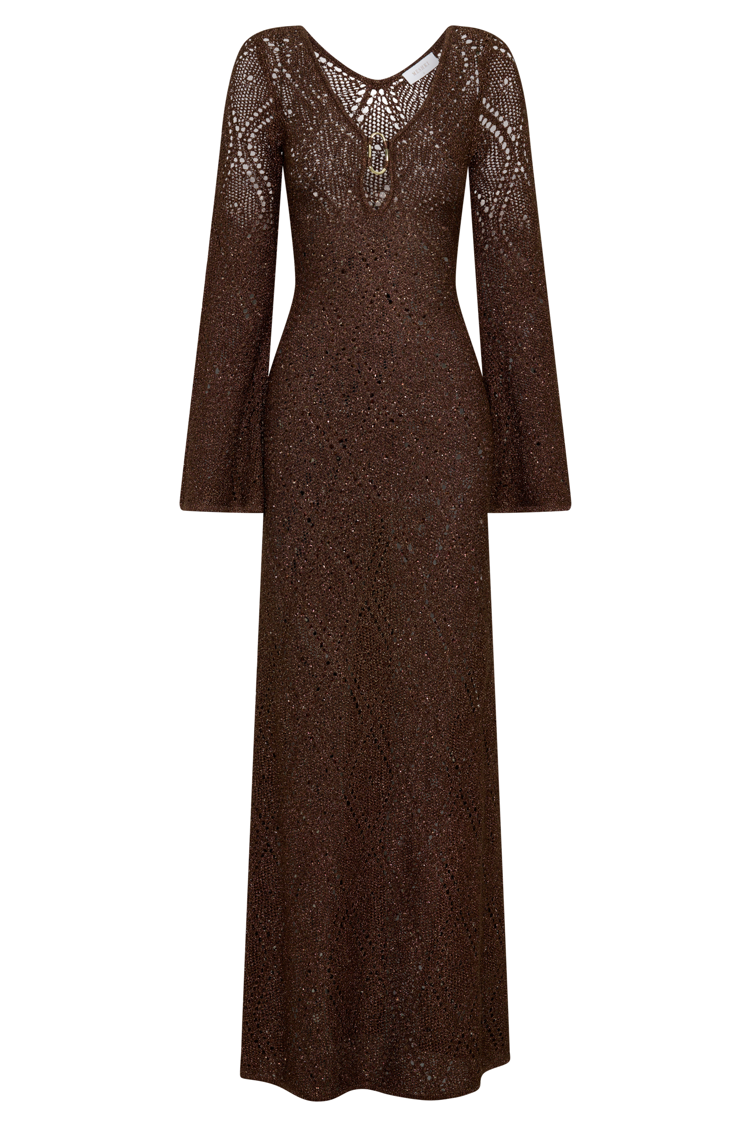 Chelsea Lurex Crochet Maxi Dress - Bronze #11