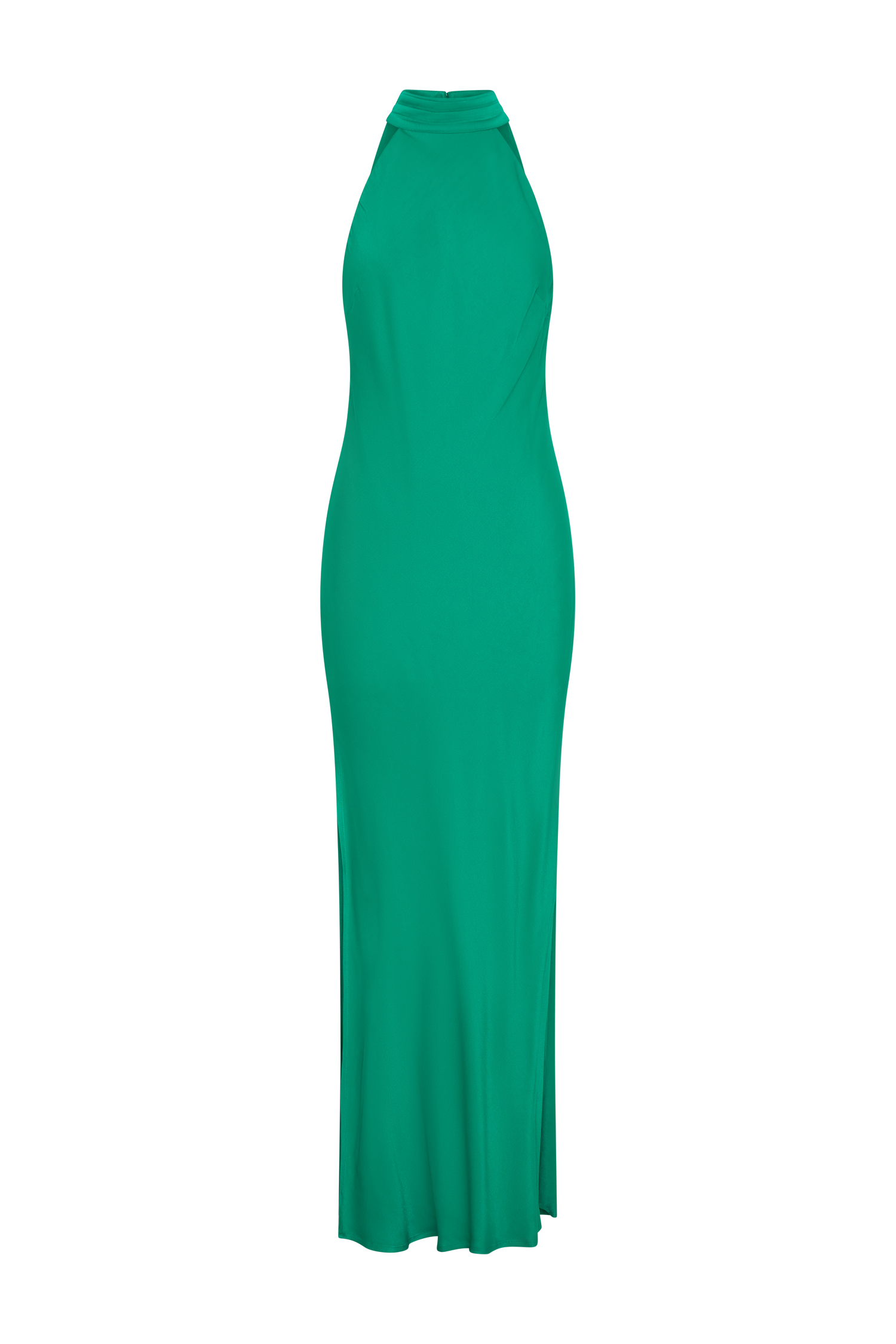 claire satin drape back maxi dress with split Claire Satin Drape Back Maxi Dress with Split