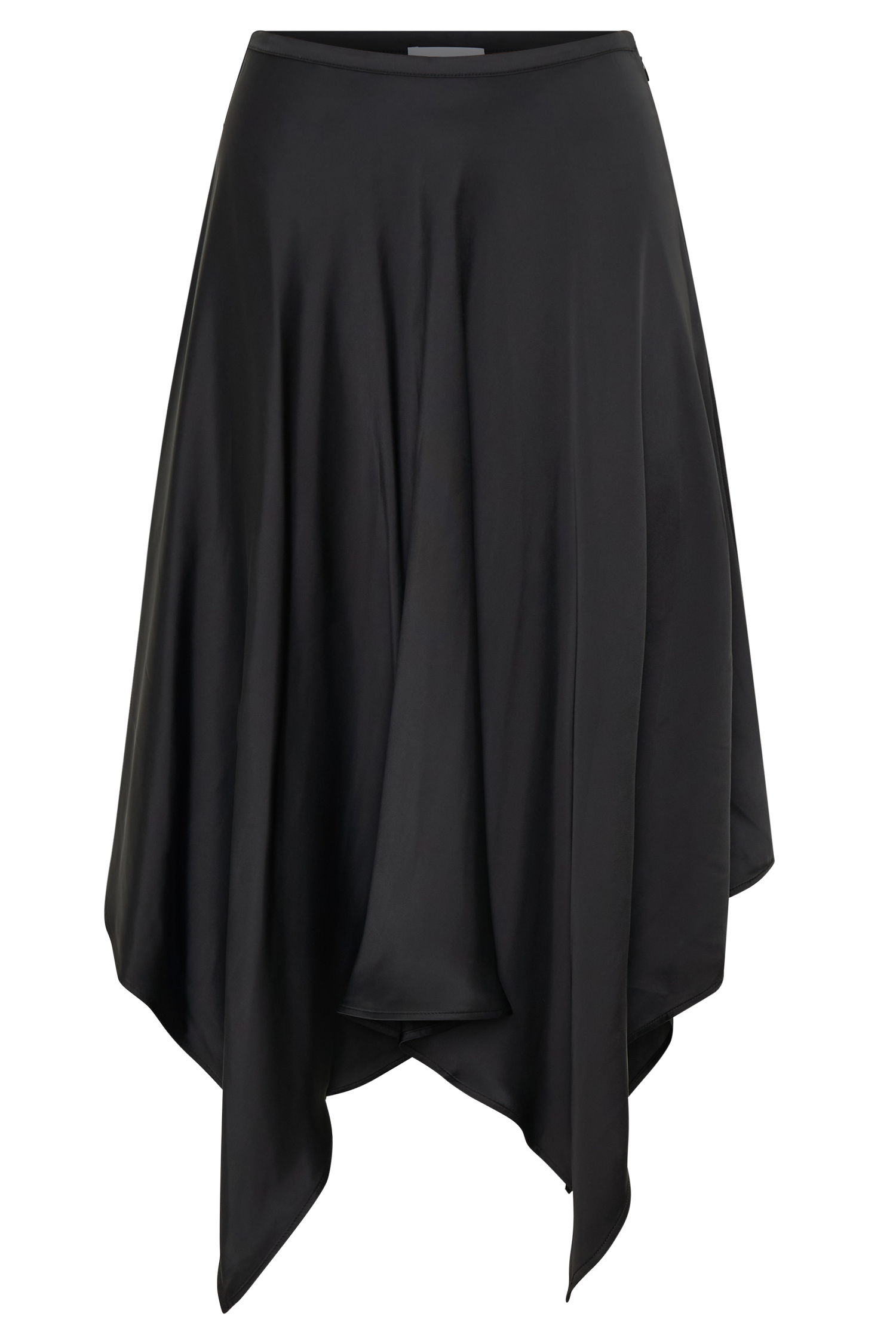 Coralie Asymmetric Satin Midi Skirt - Black #9