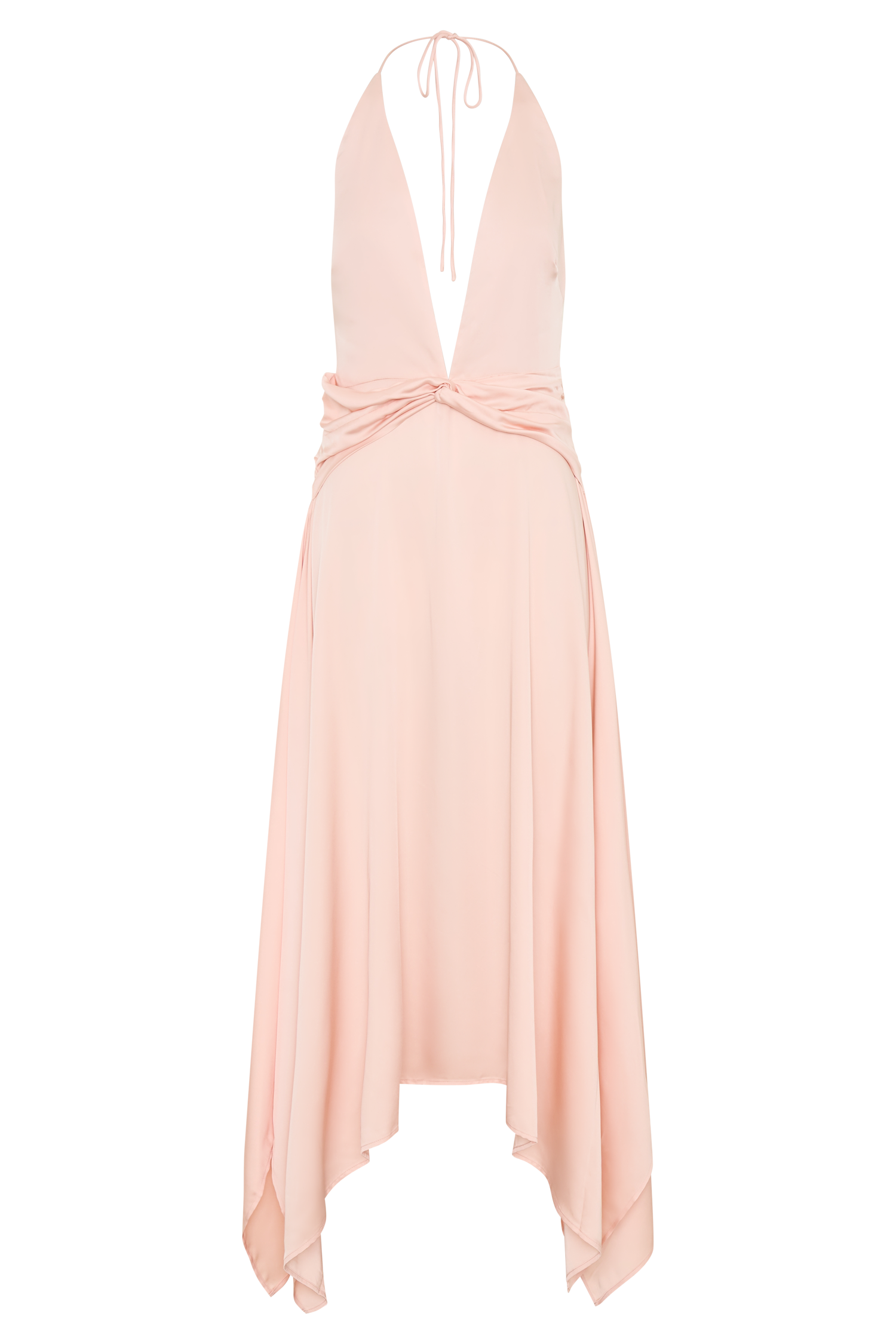 Cyra Plunge Satin Midi Dress - Peach #8