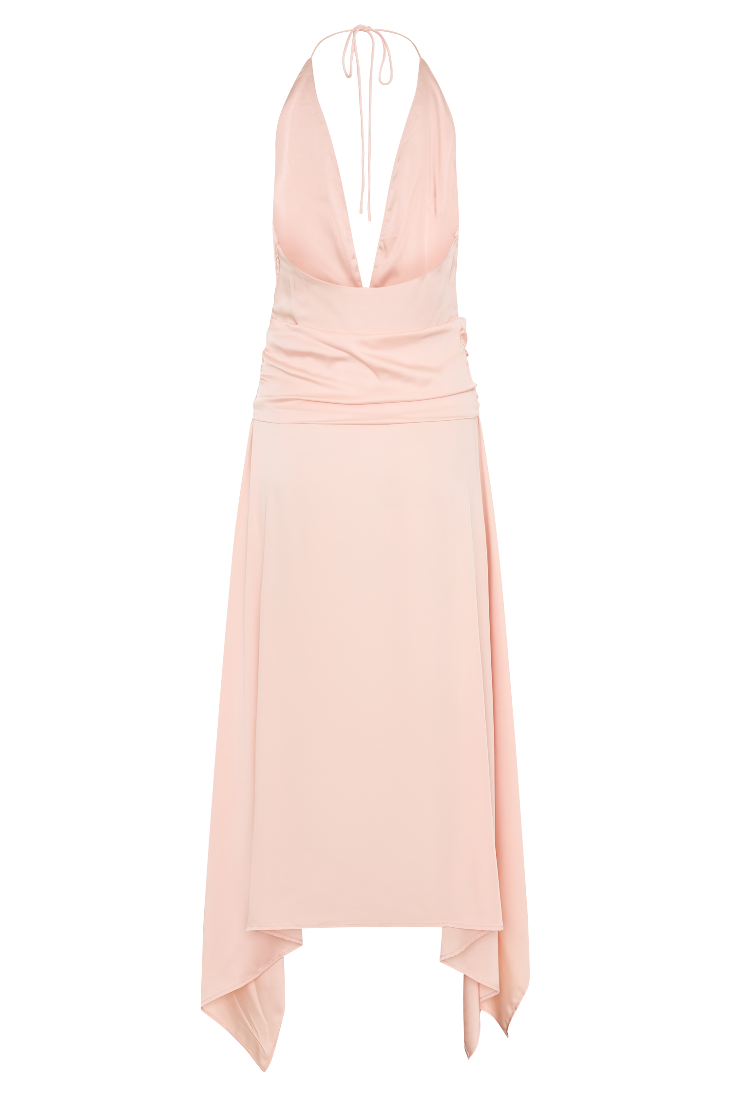 Cyra Plunge Satin Midi Dress - Peach #7