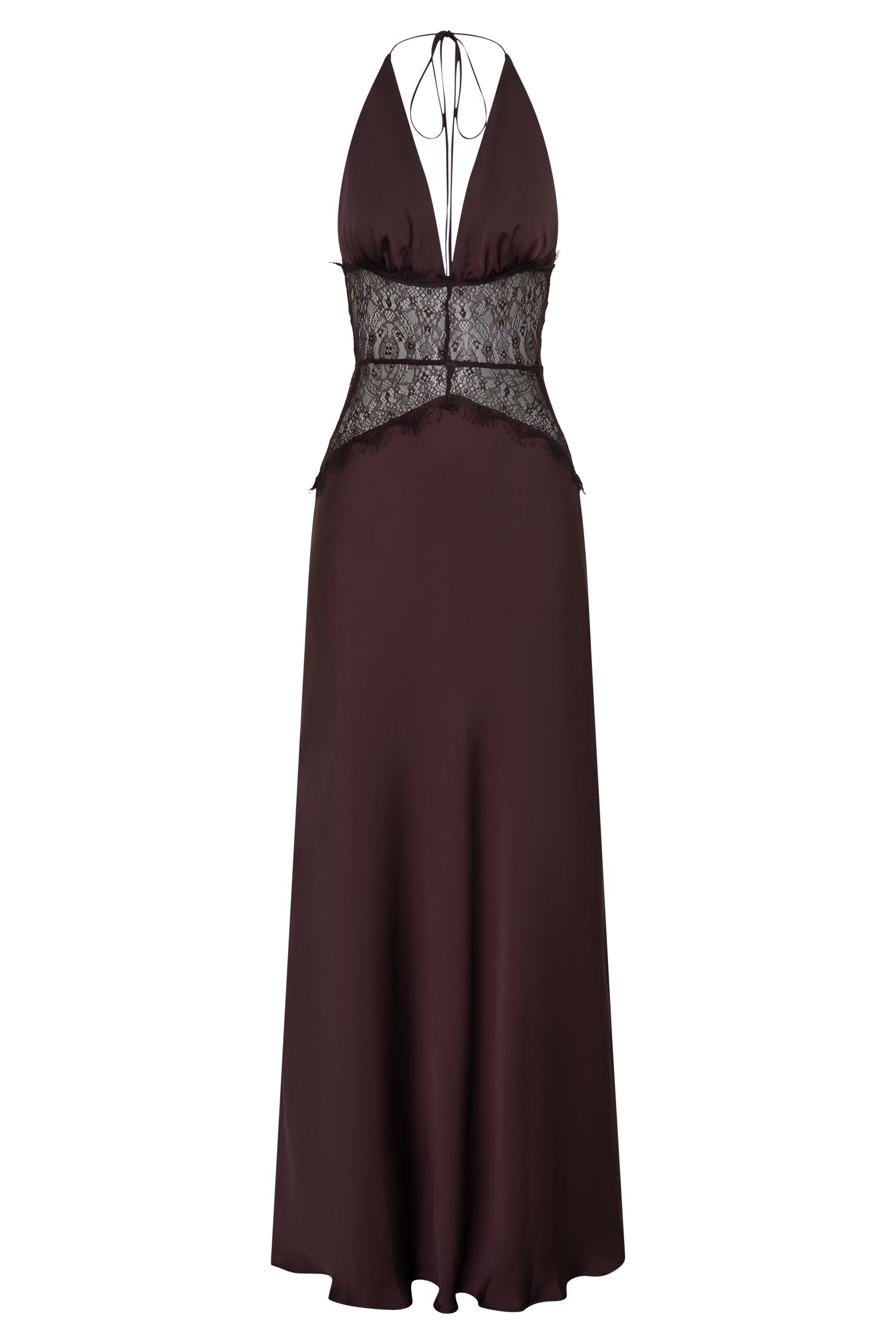 Dinah Lace And Satin Maxi Dress - Chocolate #8
