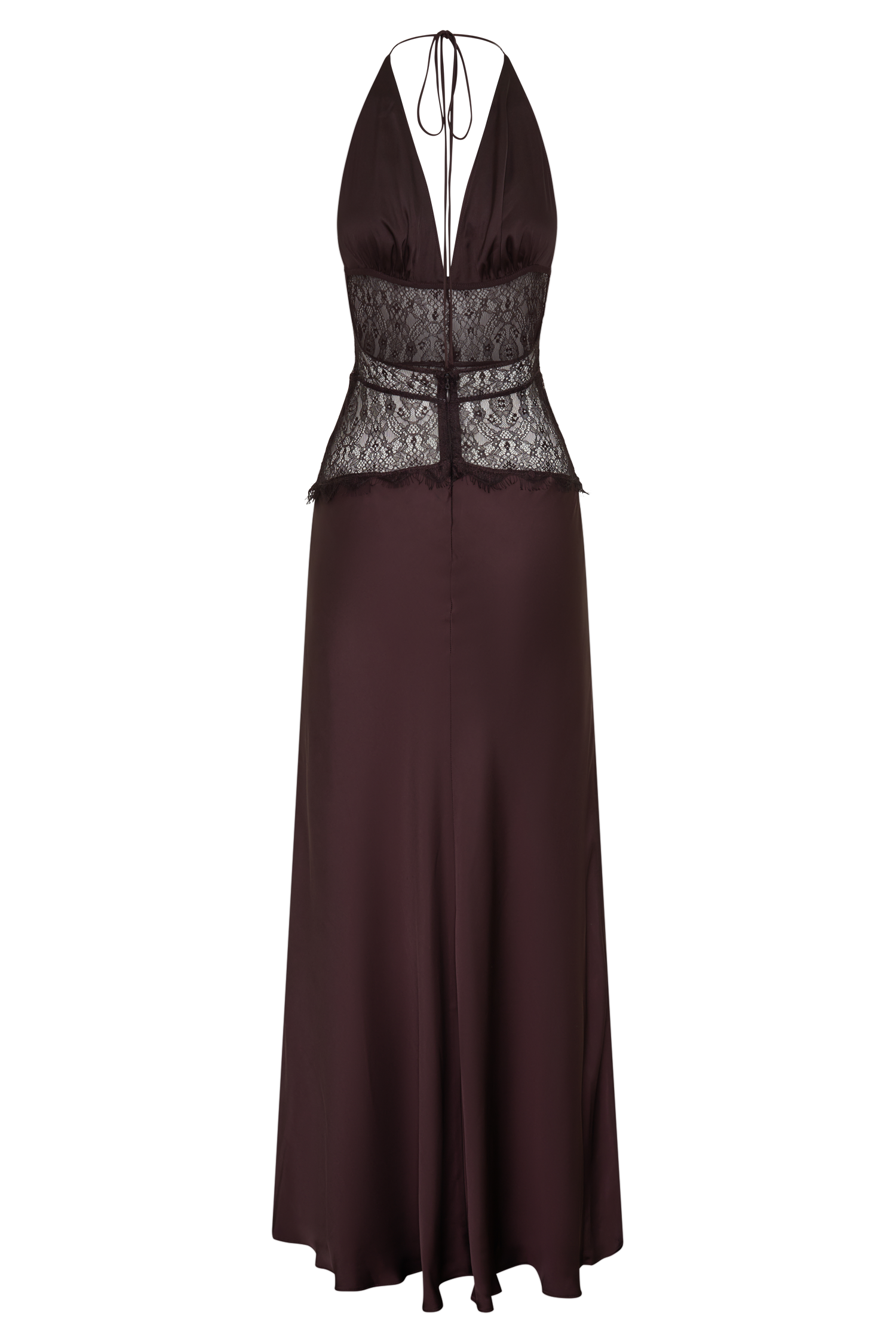 Dinah Lace And Satin Maxi Dress - Chocolate #7
