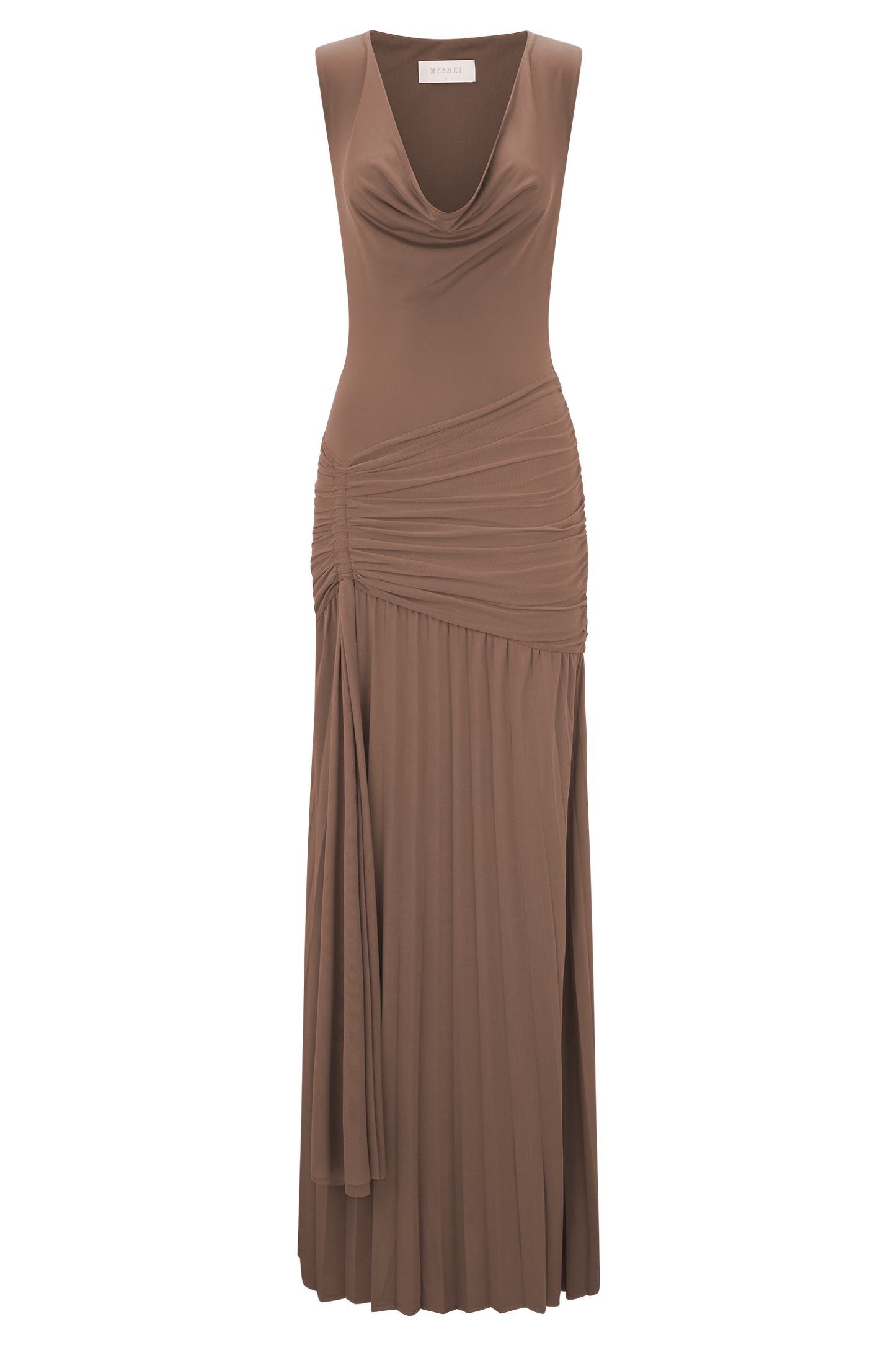 Dania Cowl Neck Slinky Maxi Dress - Mocha Mousse | MESHKI Dania Cowl Neck Slinky Maxi Dress - Mocha Mousse | MESHKI