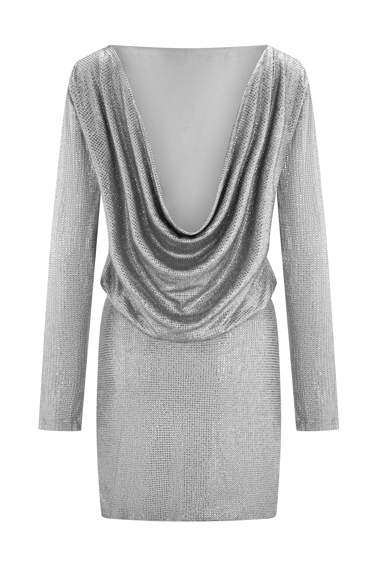 Darius Diamante Cowl Mini Dress - Silver #10