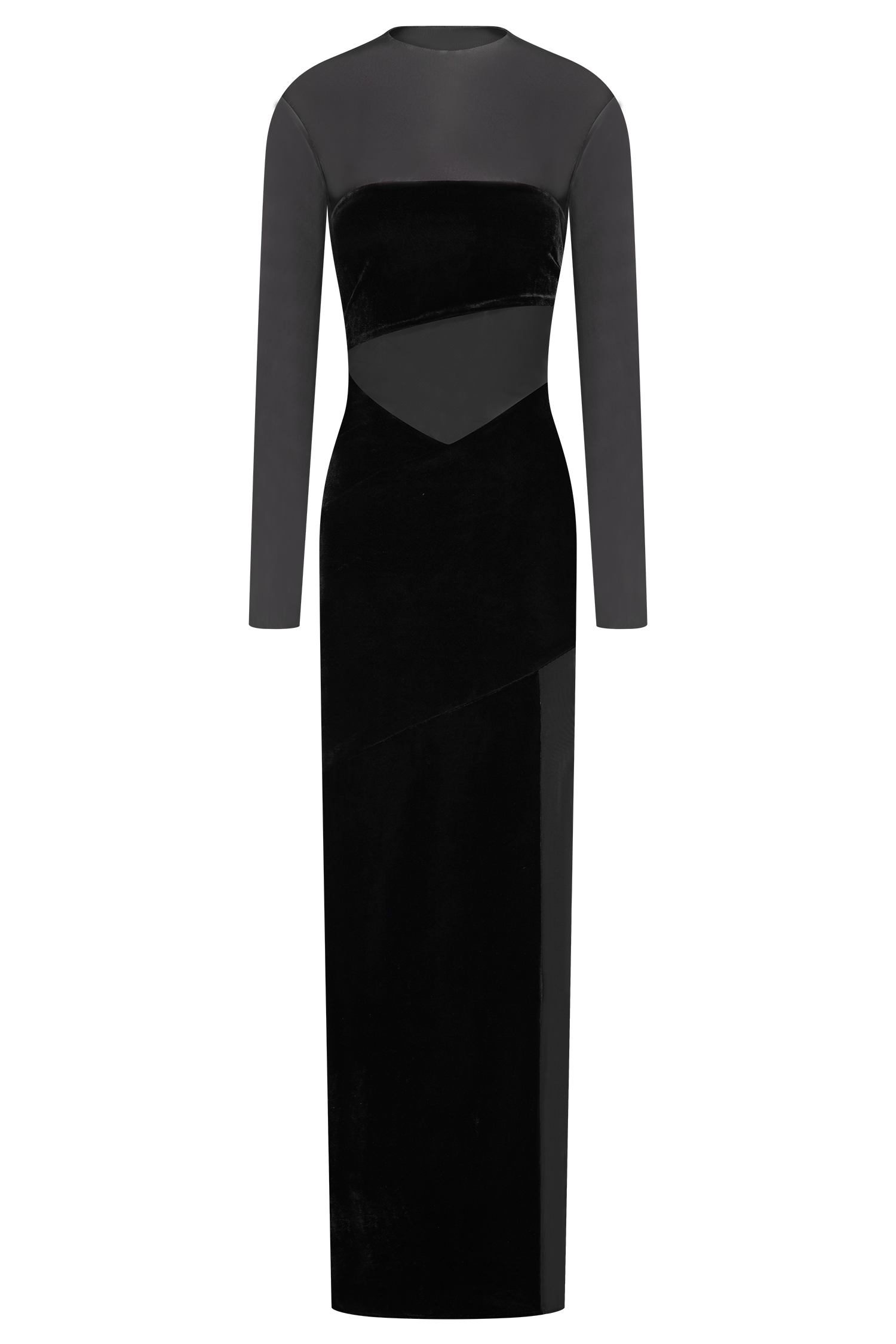 Davina Velvet And Mesh Maxi Dress - Black #10