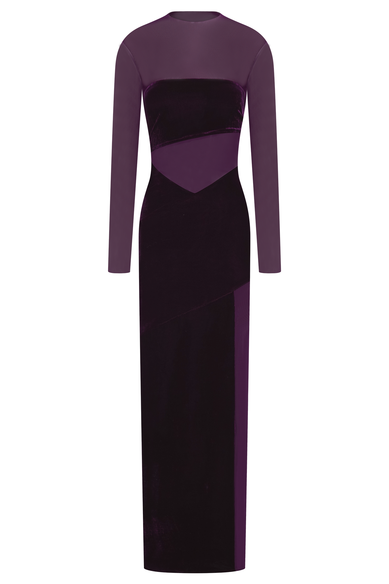 Davina Velvet And Mesh Maxi Dress - Purple #6