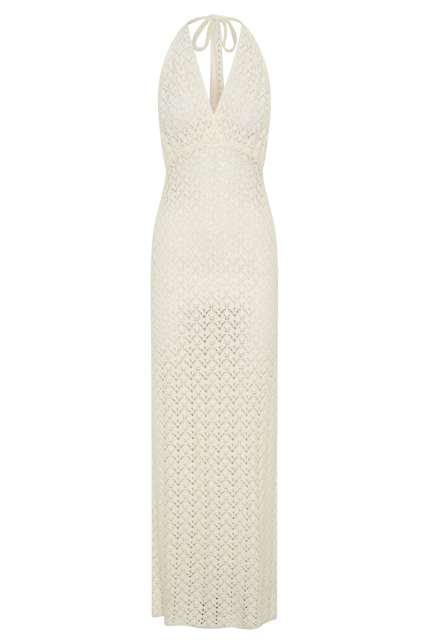 Deeliah Halterneck Crochet Maxi Dress -  Ivory #9