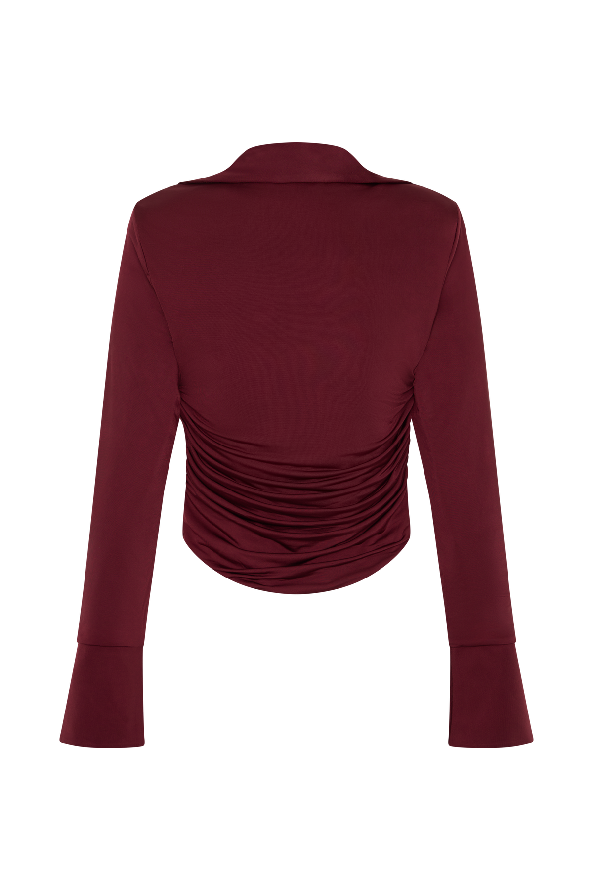 Elmira Long Sleeve Slinky Gather Detail Top - Wine #7