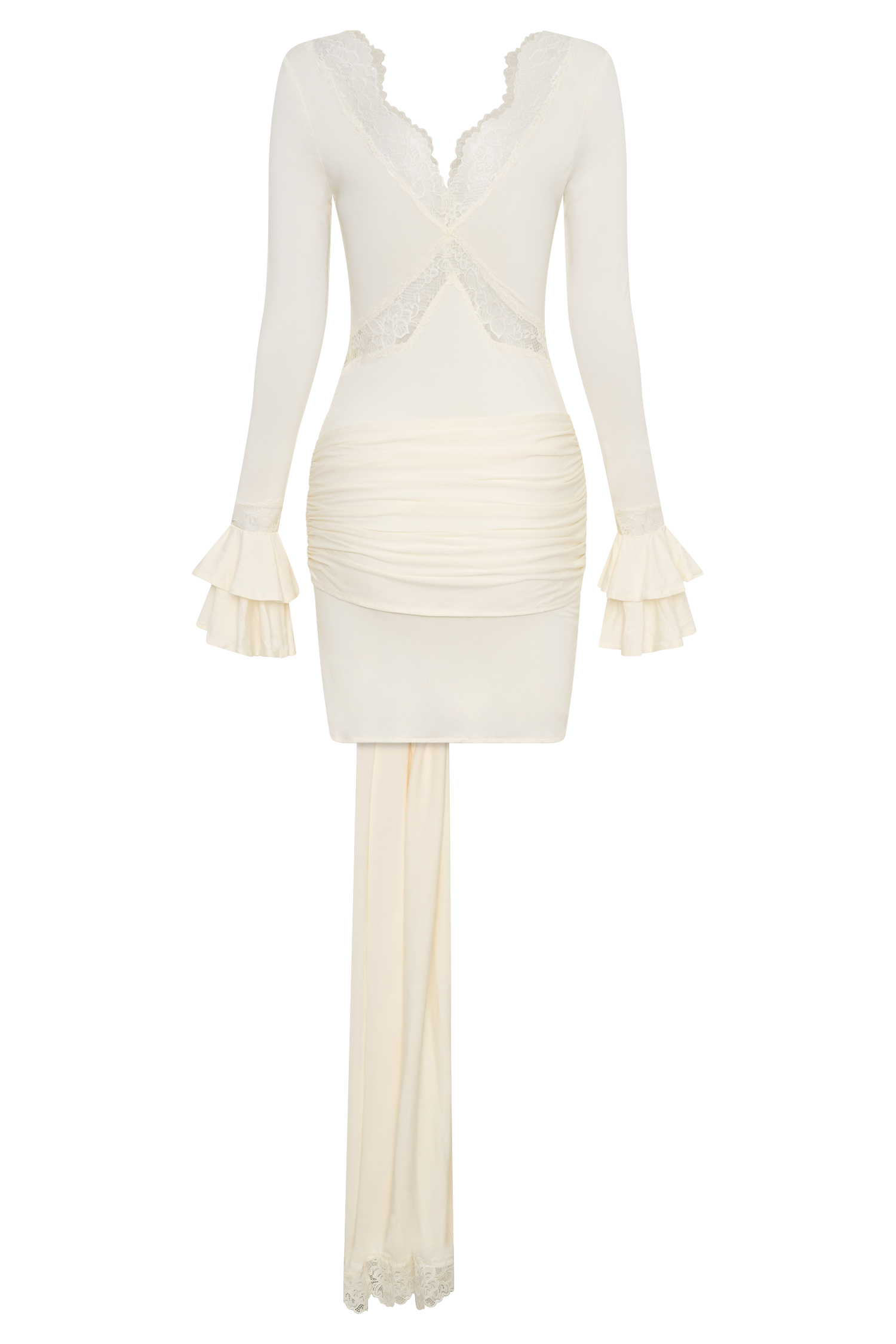 Electra Slinky Lace Mini Dress - Ivory #7