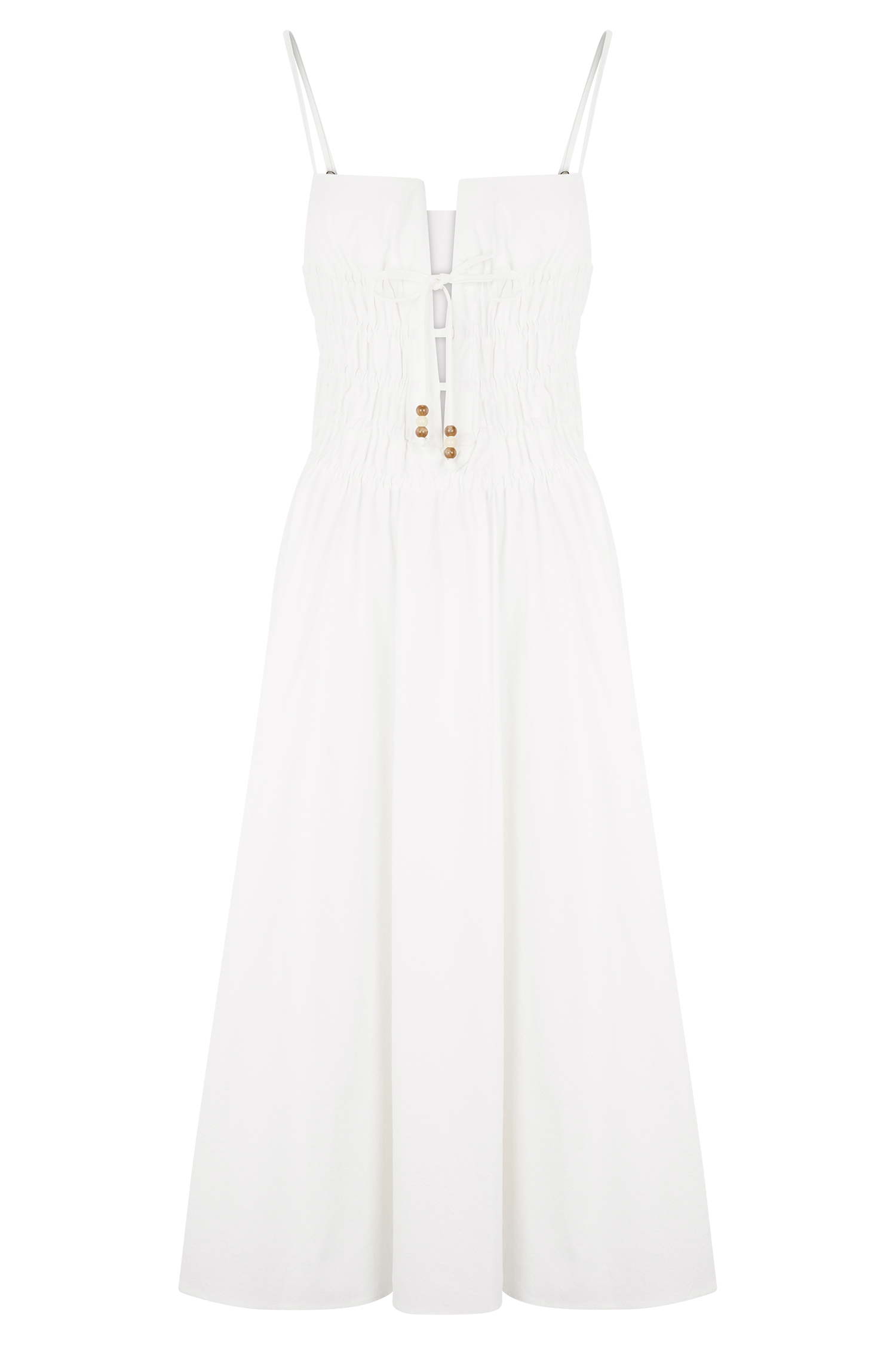 Elias Shirred Cotton Midi Dress - White #8