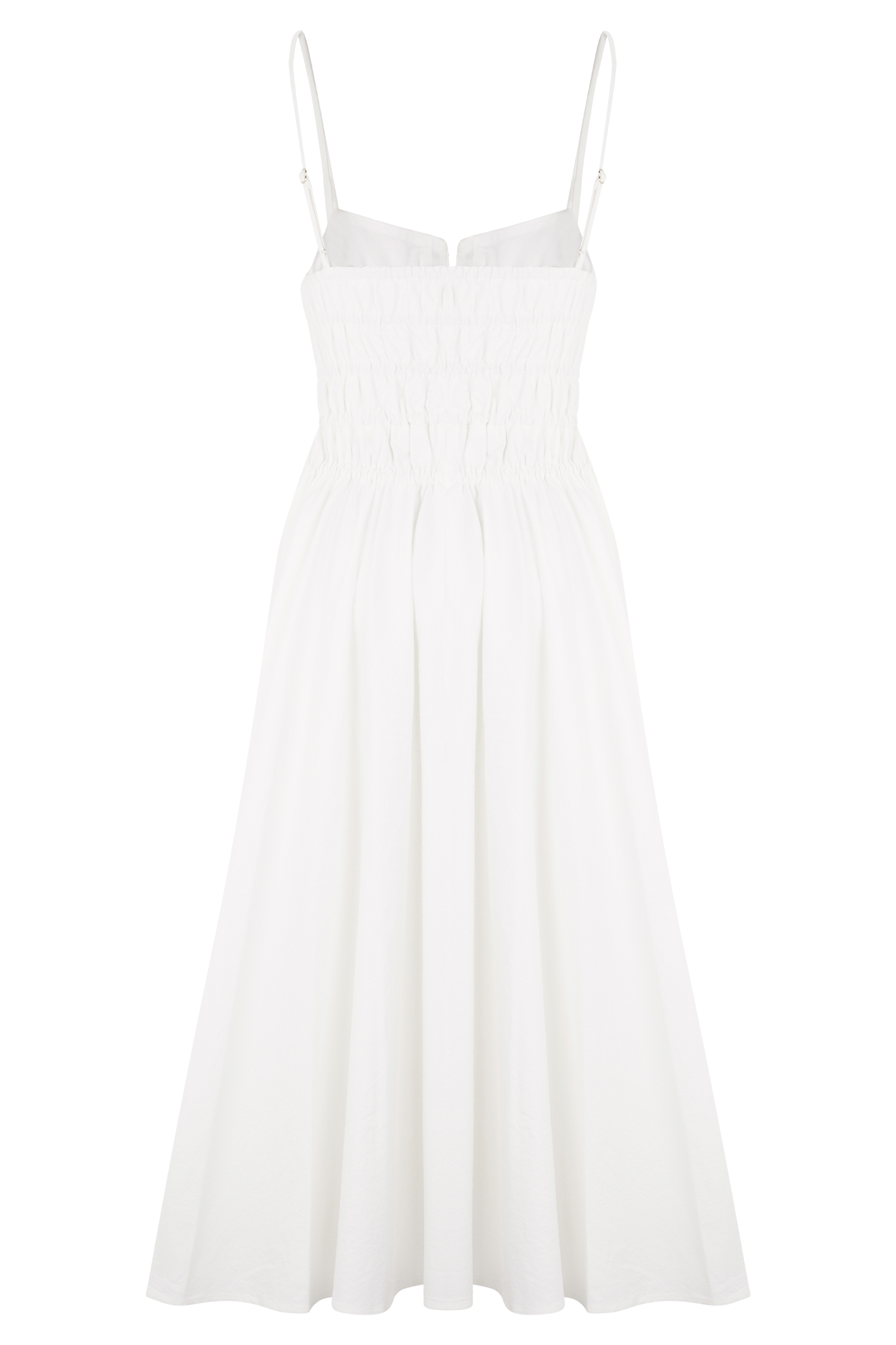 Elias Shirred Cotton Midi Dress - White #7