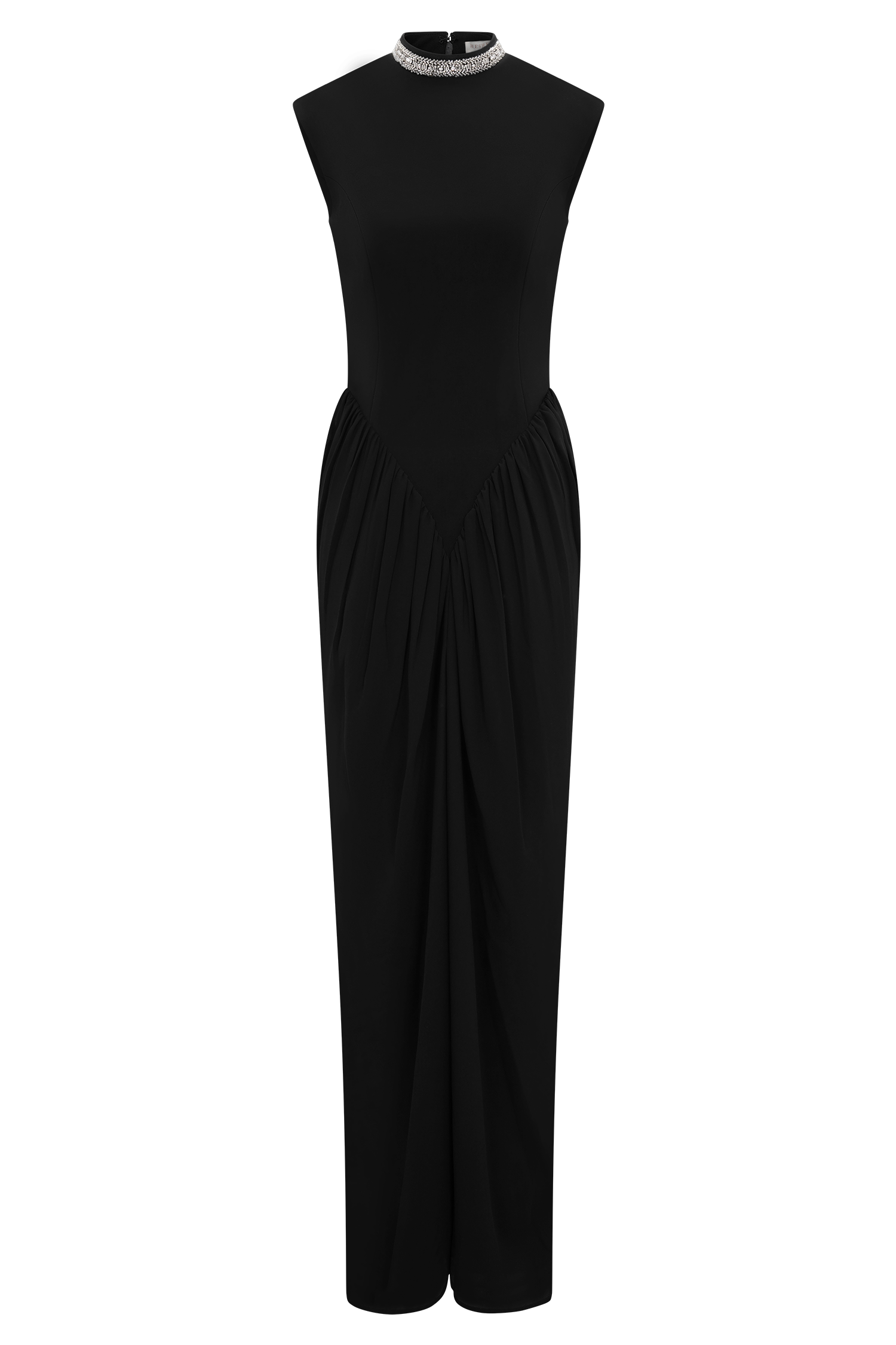 Elisa Diamante Neck Maxi Dress - Black #11