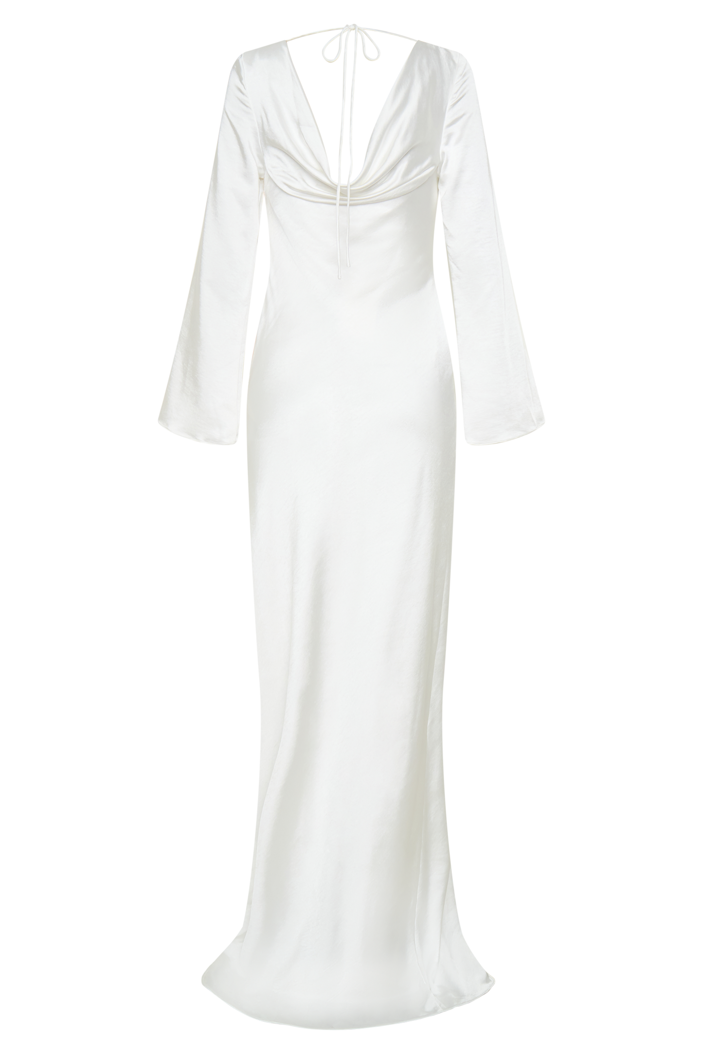 Eliza Long Sleeve Cowl Lace And Satin Maxi Dress - Ivory