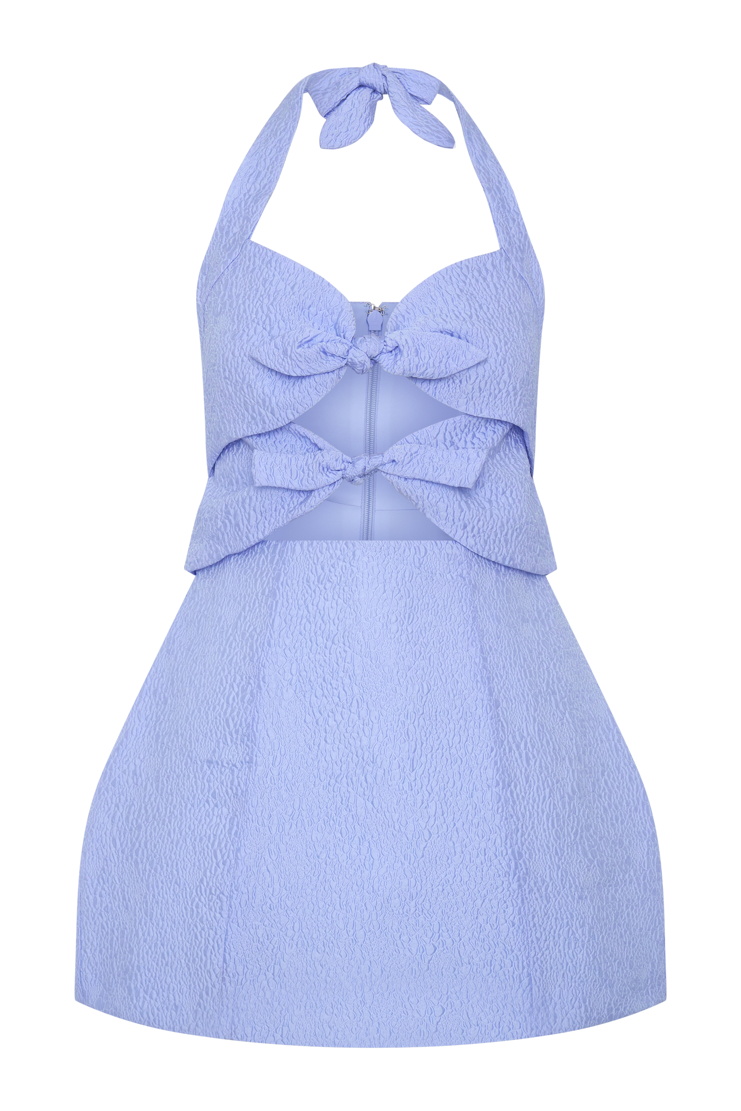 Ella Bow Detail Halter Mini Dress - Periwinkle Blue #7