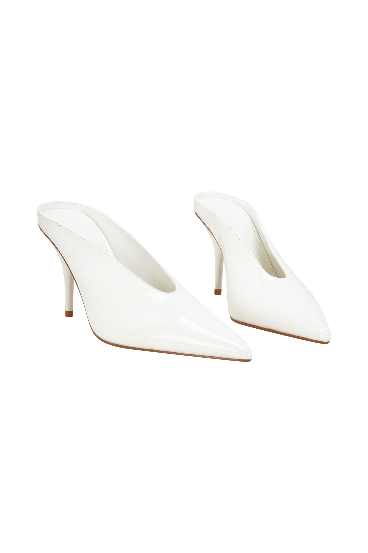 Emerson Patent Faux Leather Point Heel - Ivory #9