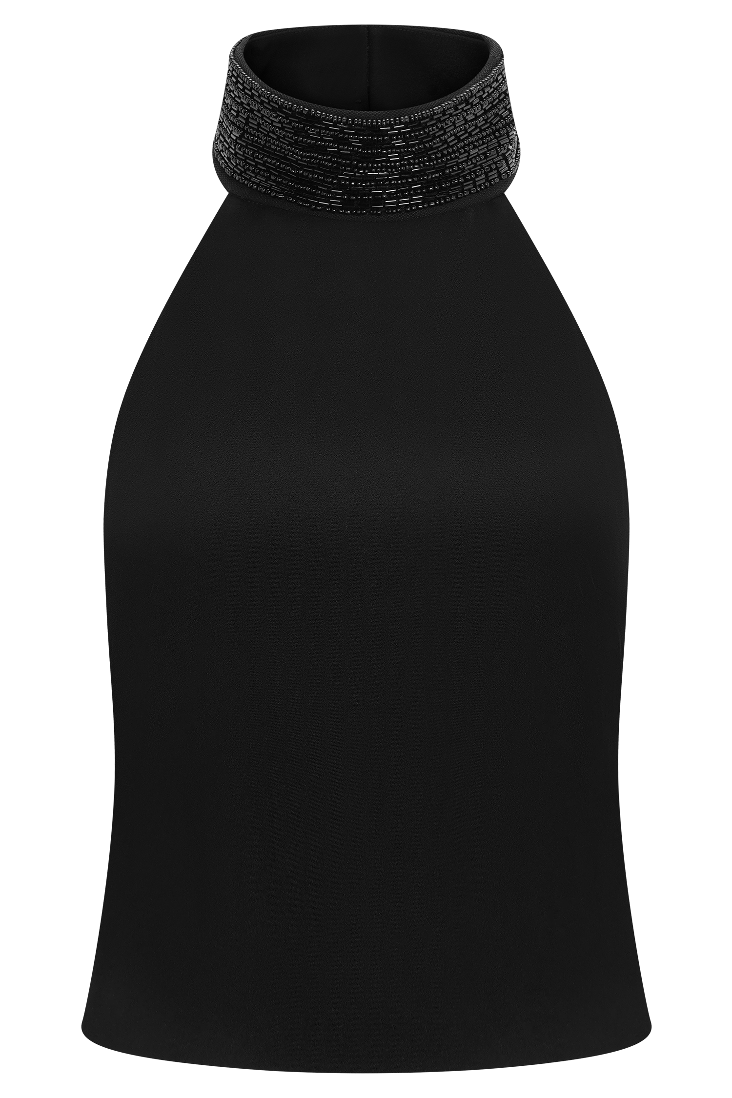 Emilia Beaded Neck Halter Top - Black #12