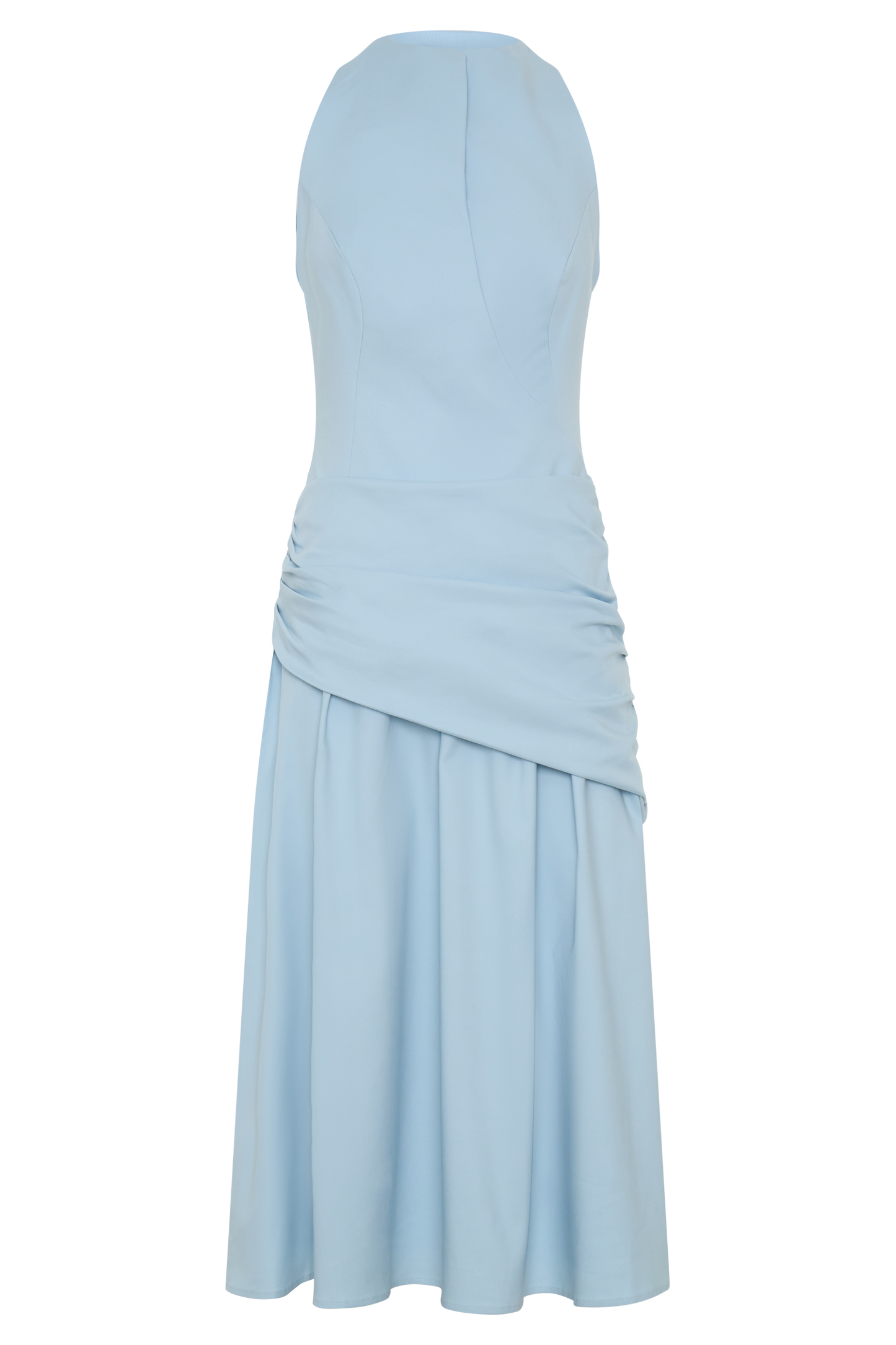 Emily Wrapped Waist Midi Dress - Sky Blue
