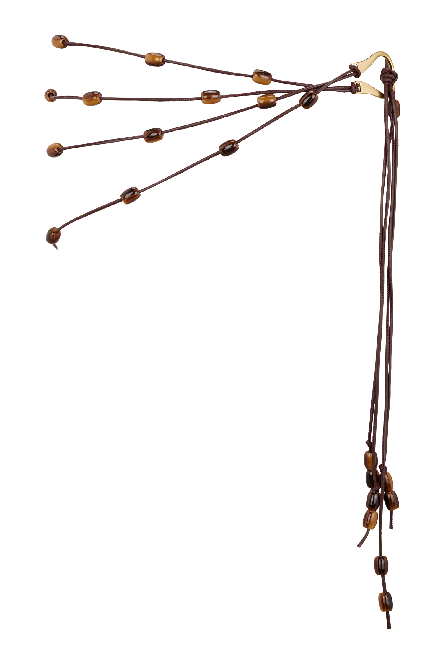 Enid Faux Leather Beaded Belt - Chocolate | MESHKI display picture 2