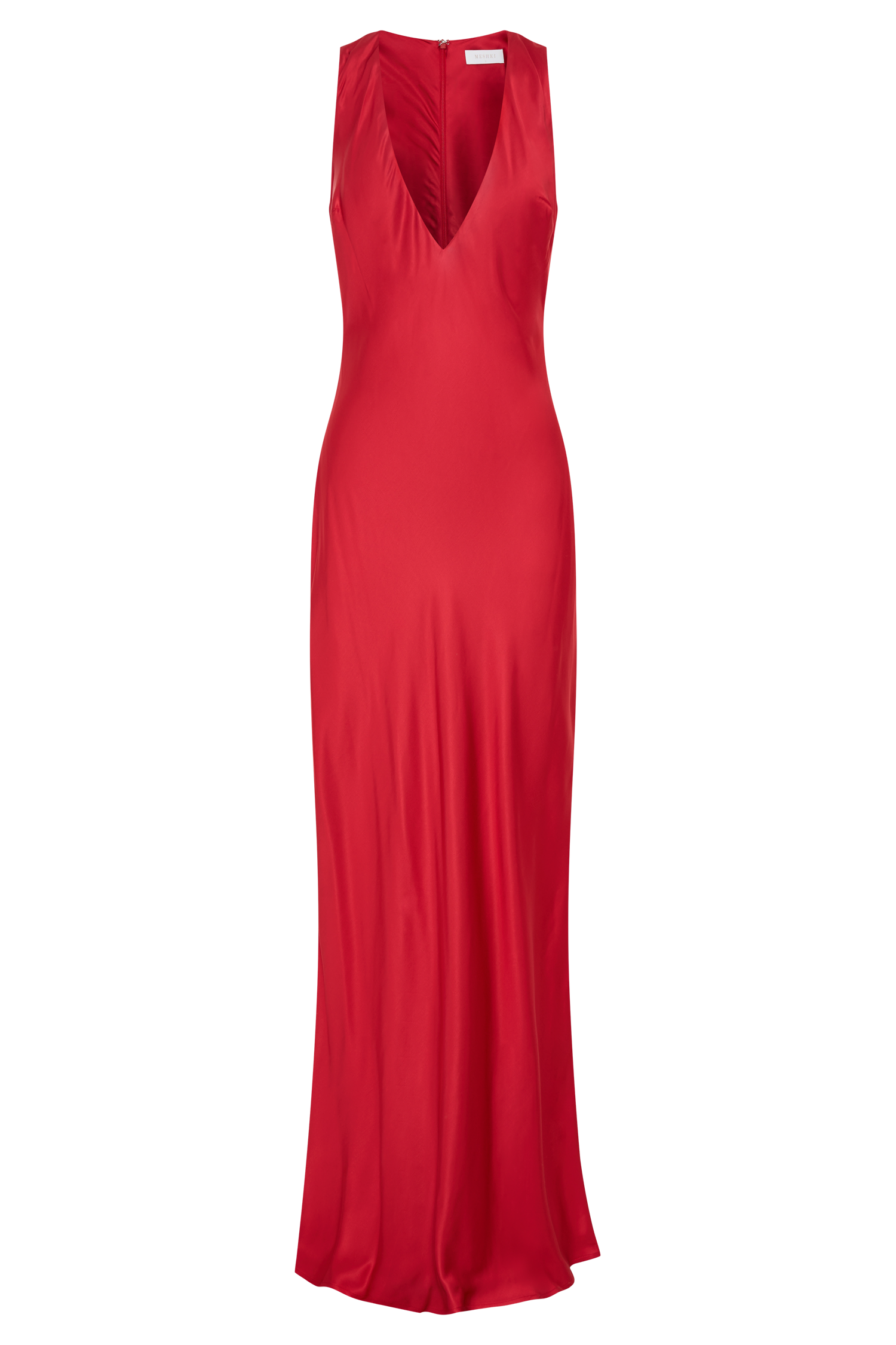 Esme Plunge Satin Maxi Dress - Red #9