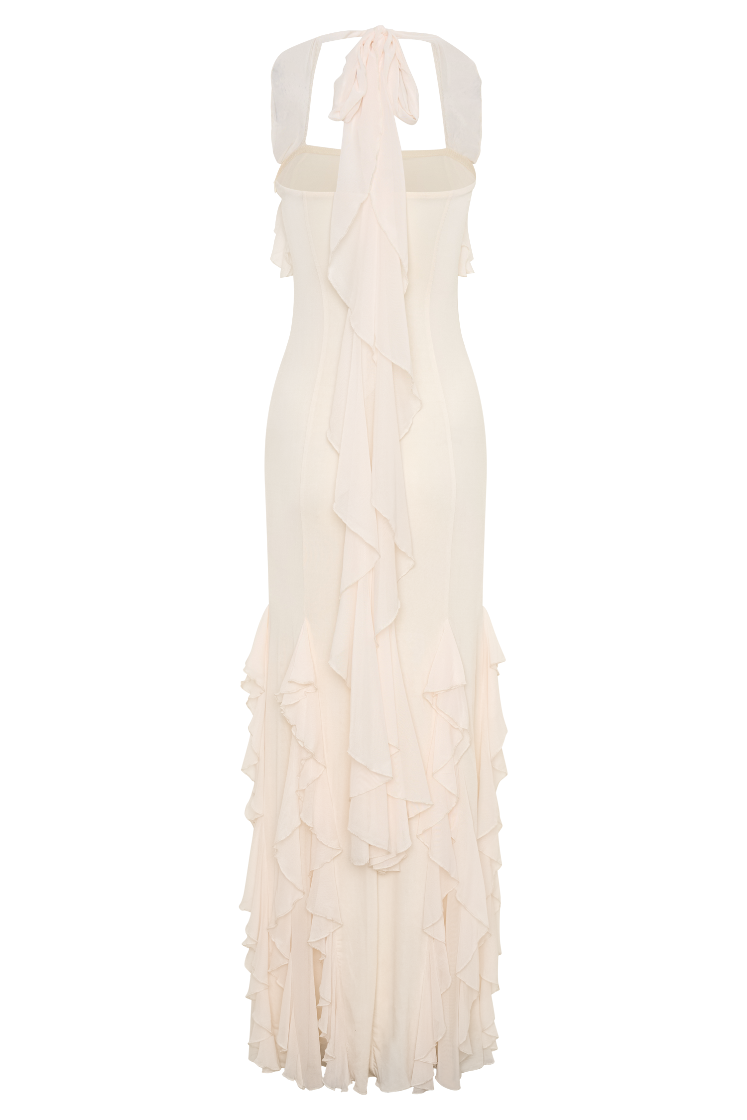 Etta Ruffle Slinky Maxi Dress - Ivory #8