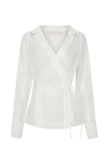 Frankie Organza Cross Over Shirt - White