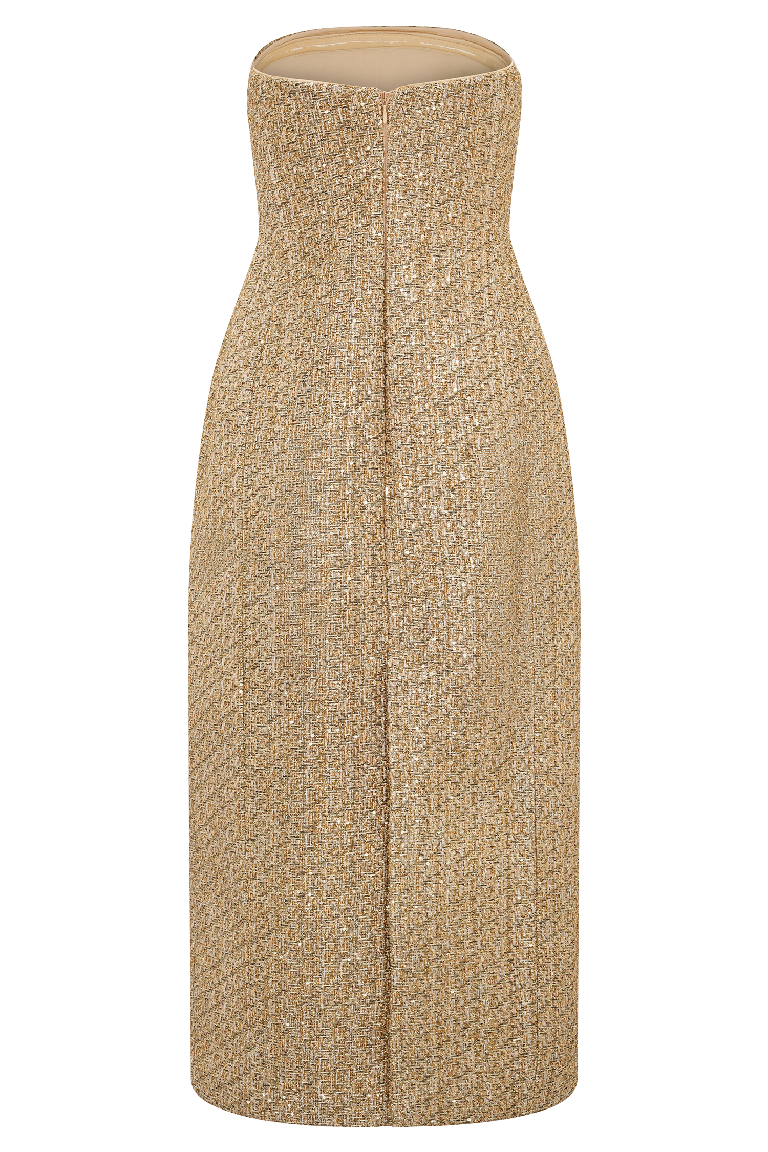 Gala Strapless Tweed Midi Dress - Gold #8