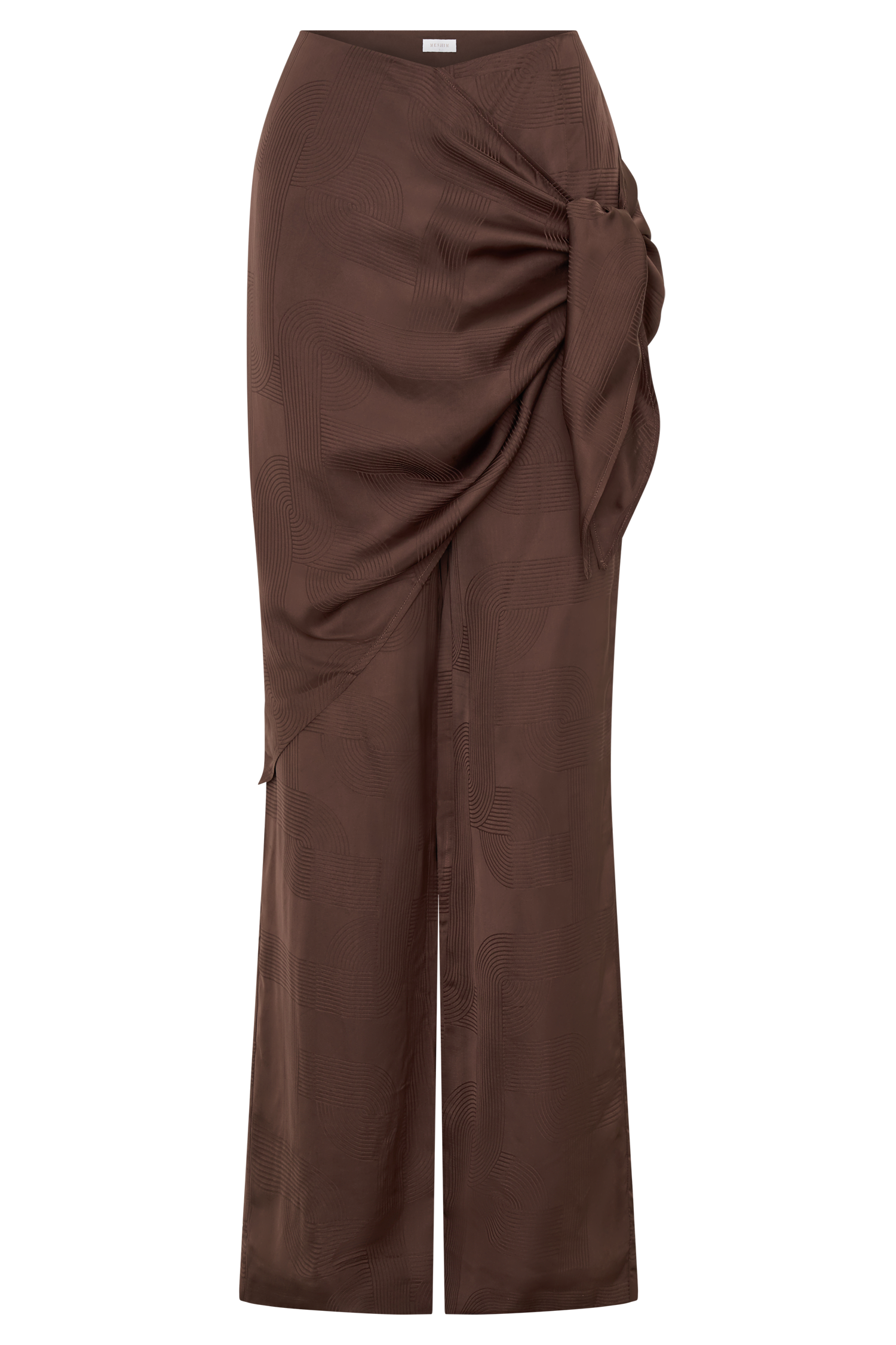 Gia Wrapped Tie Satin Pants - Chocolate #10