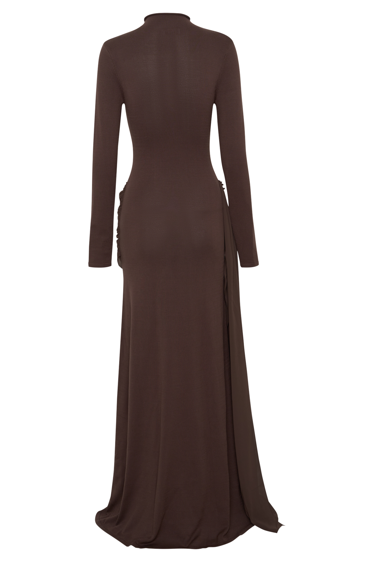 Grayson Knit Chiffon Maxi Dress - Chocolate #8