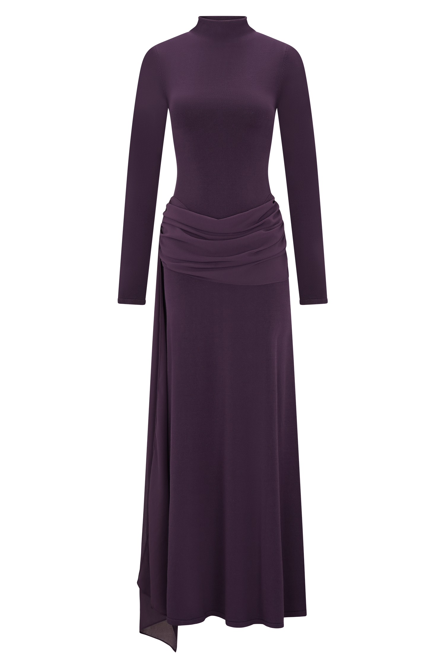 Grayson Knit Chiffon Maxi Dress - Plum #9