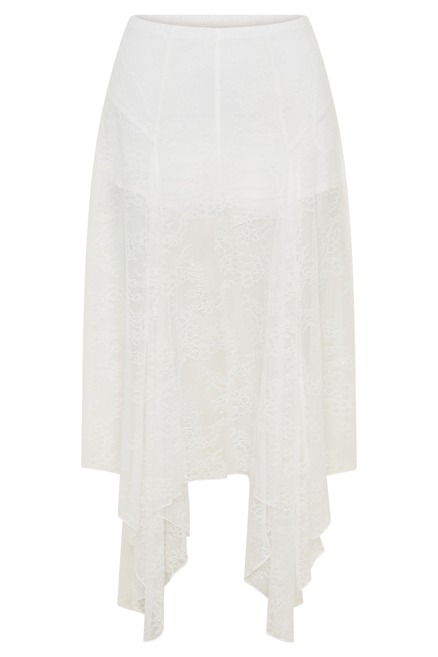 Haime Lace Hankie Midi Skirt - Ivory | MESHKI