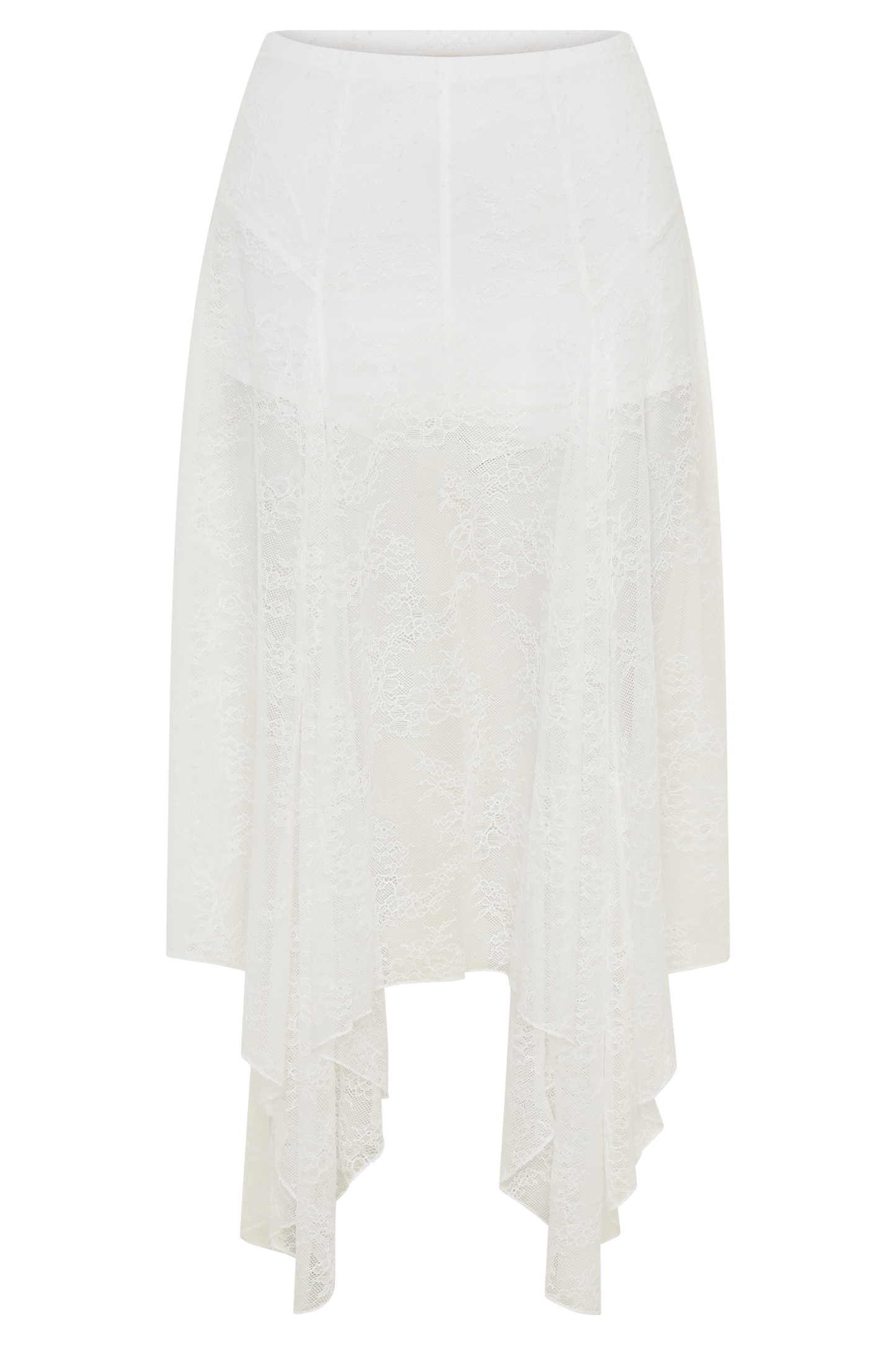 Haime Lace Hankie Midi Skirt - Ivory | MESHKI