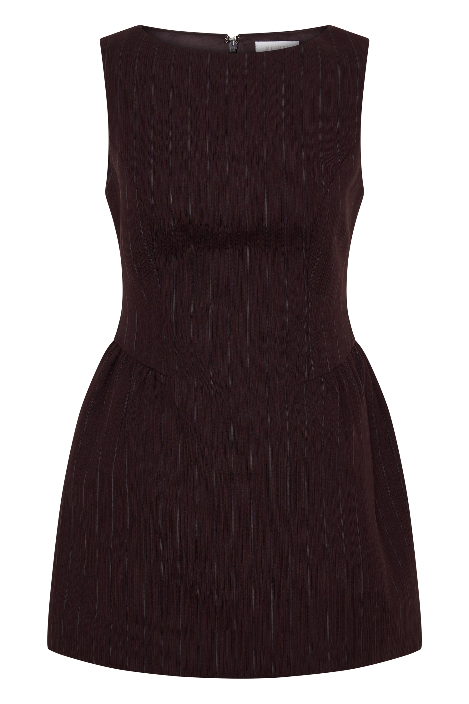Hallie Boat Neck Mini Dress - Plum Pinstripe #14