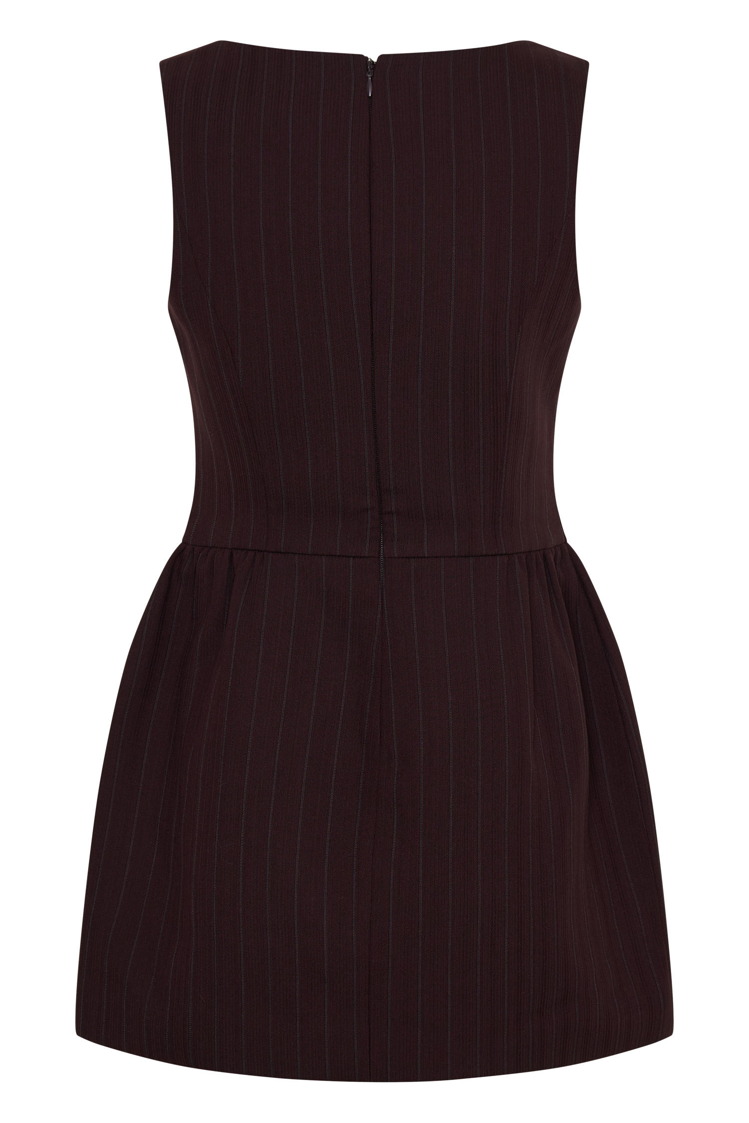Hallie Boat Neck Mini Dress - Plum Pinstripe #13